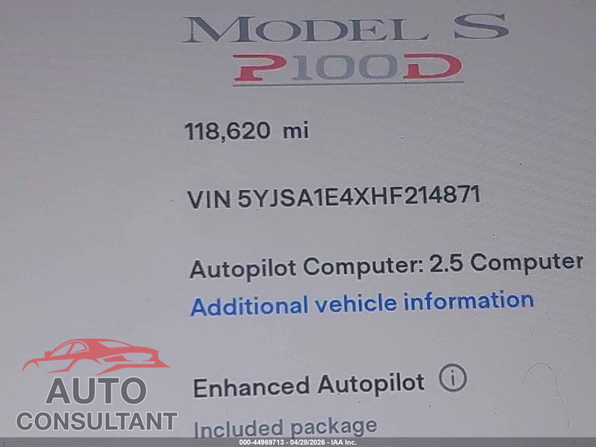 TESLA MODEL S 2017 - 5YJSA1E4XHF214871
