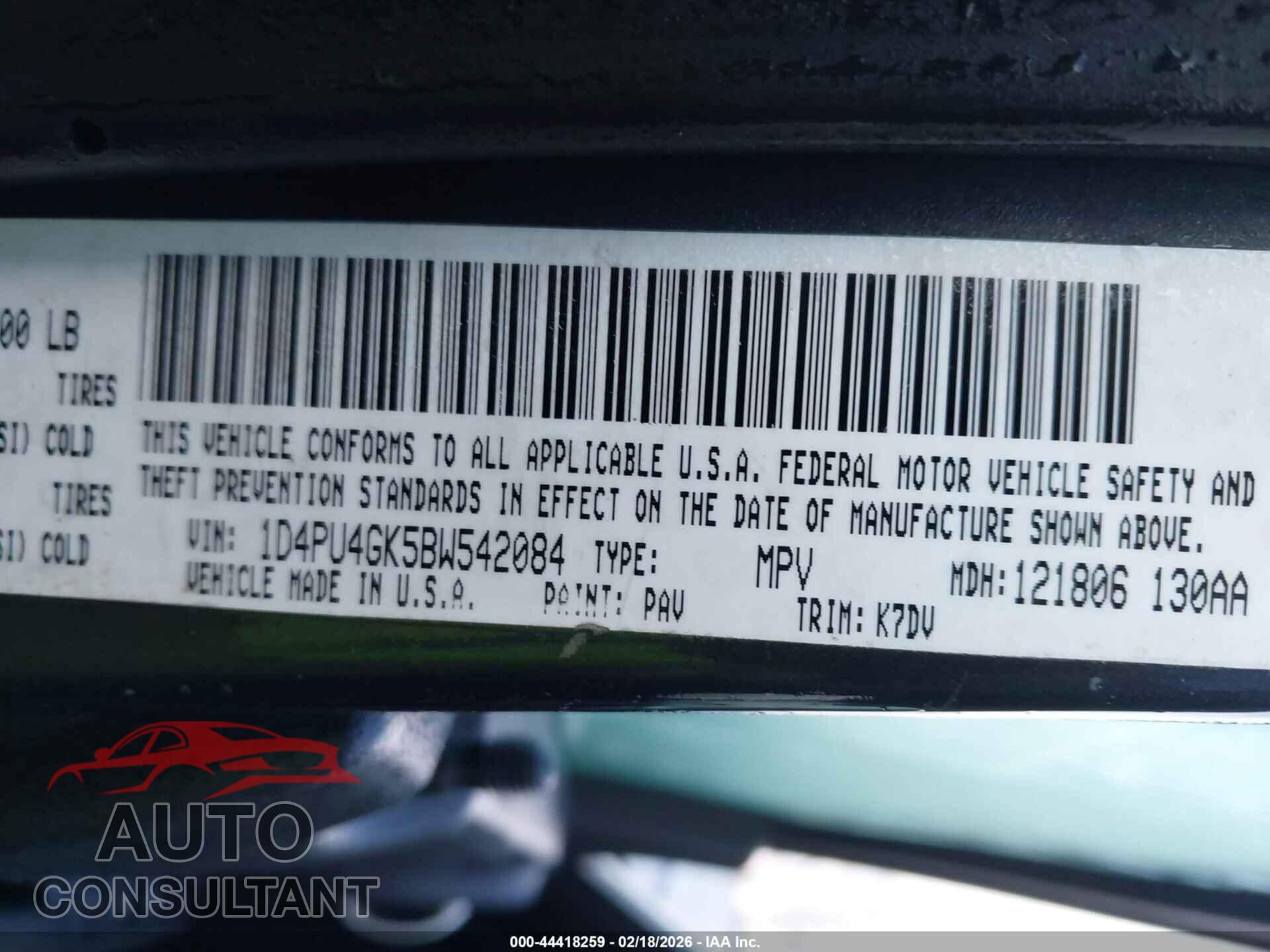 DODGE NITRO 2011 - 1D4PU4GK5BW542084