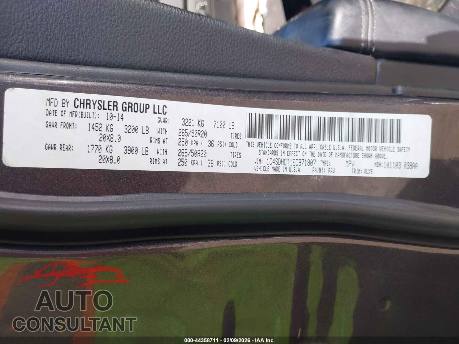 DODGE DURANGO 2014 - 1C4SDHCT1EC971807