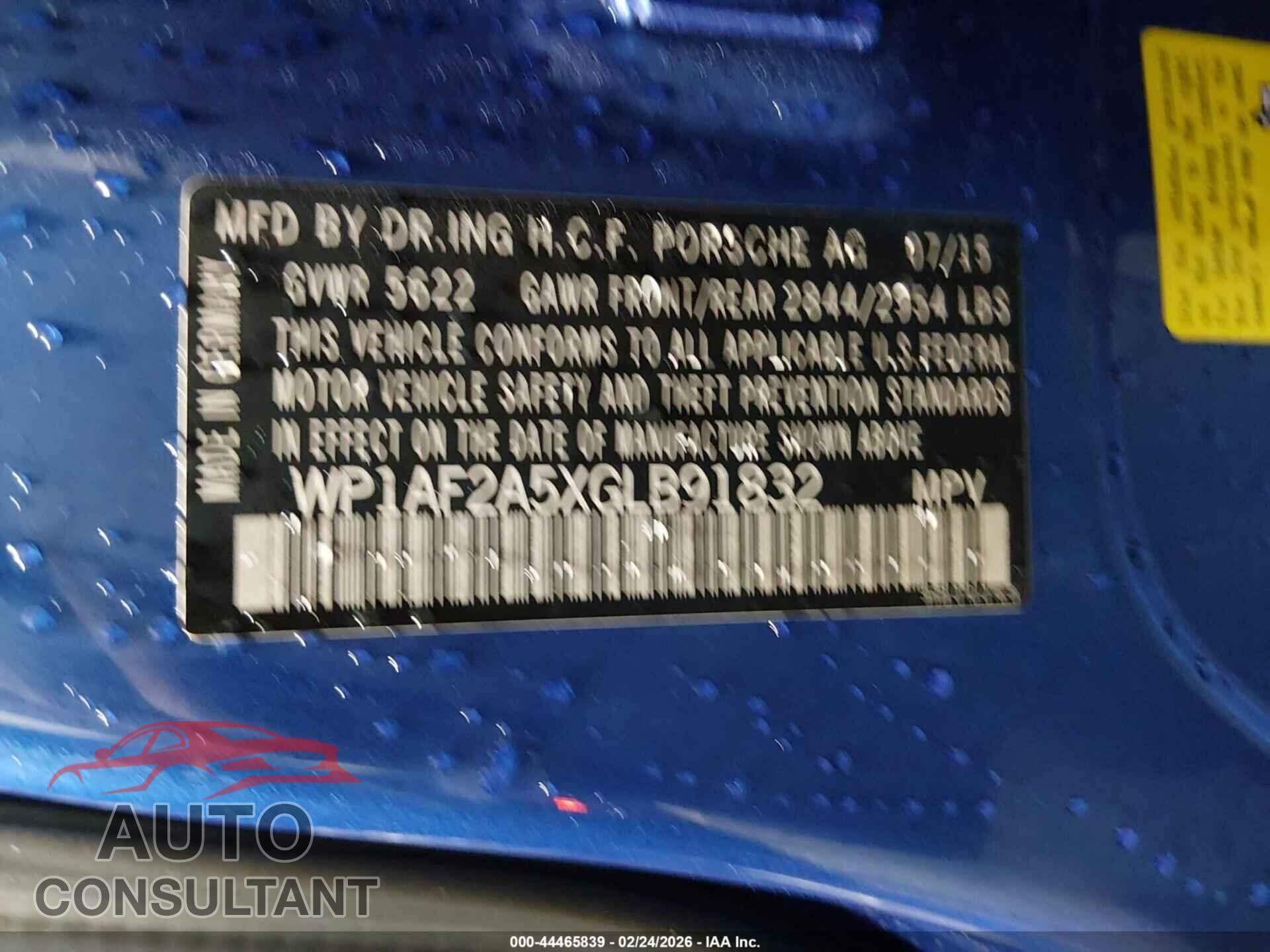 PORSCHE MACAN 2016 - WP1AF2A5XGLB91832