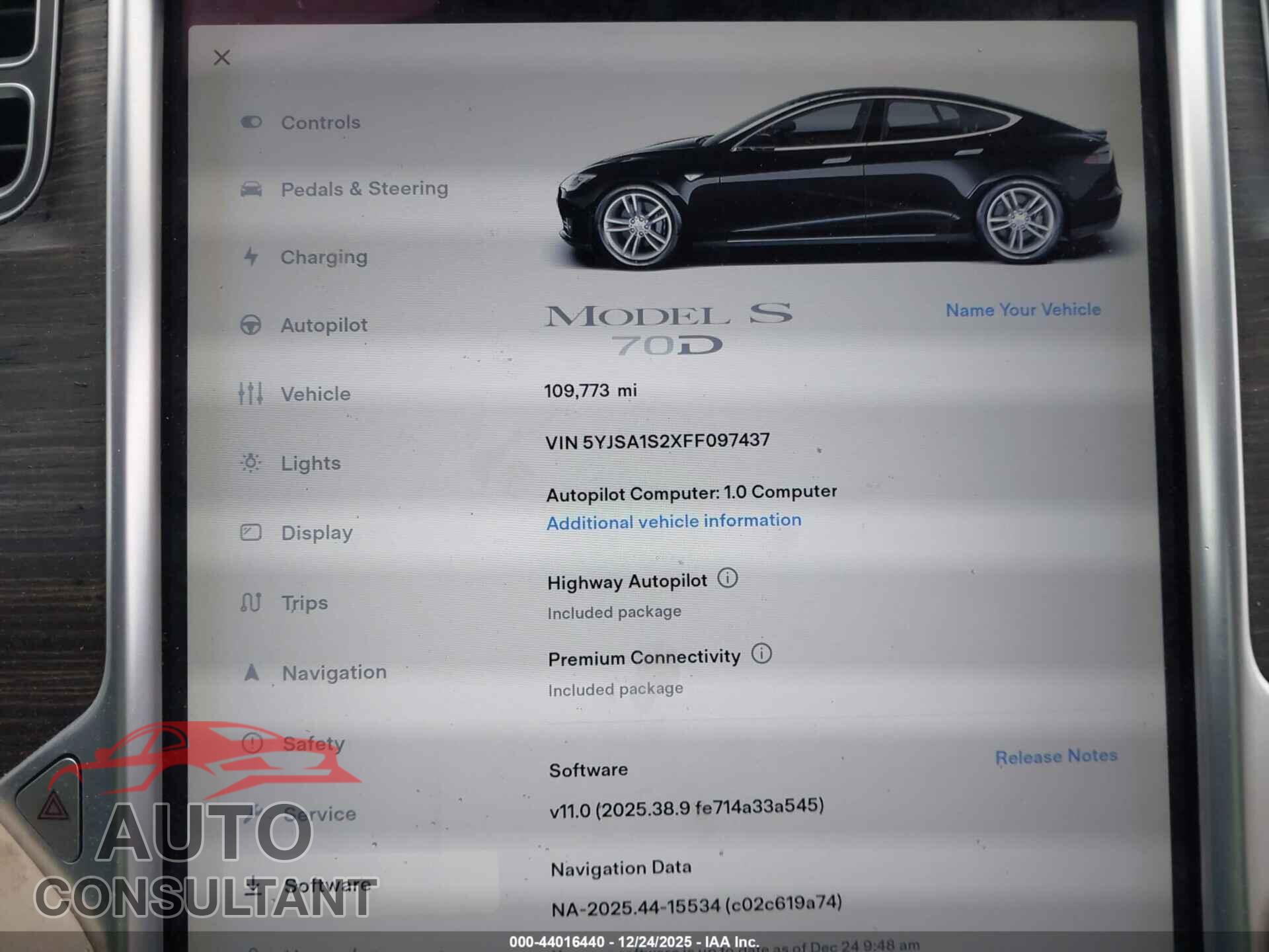 TESLA MODEL S 2015 - 5YJSA1S2XFF097437
