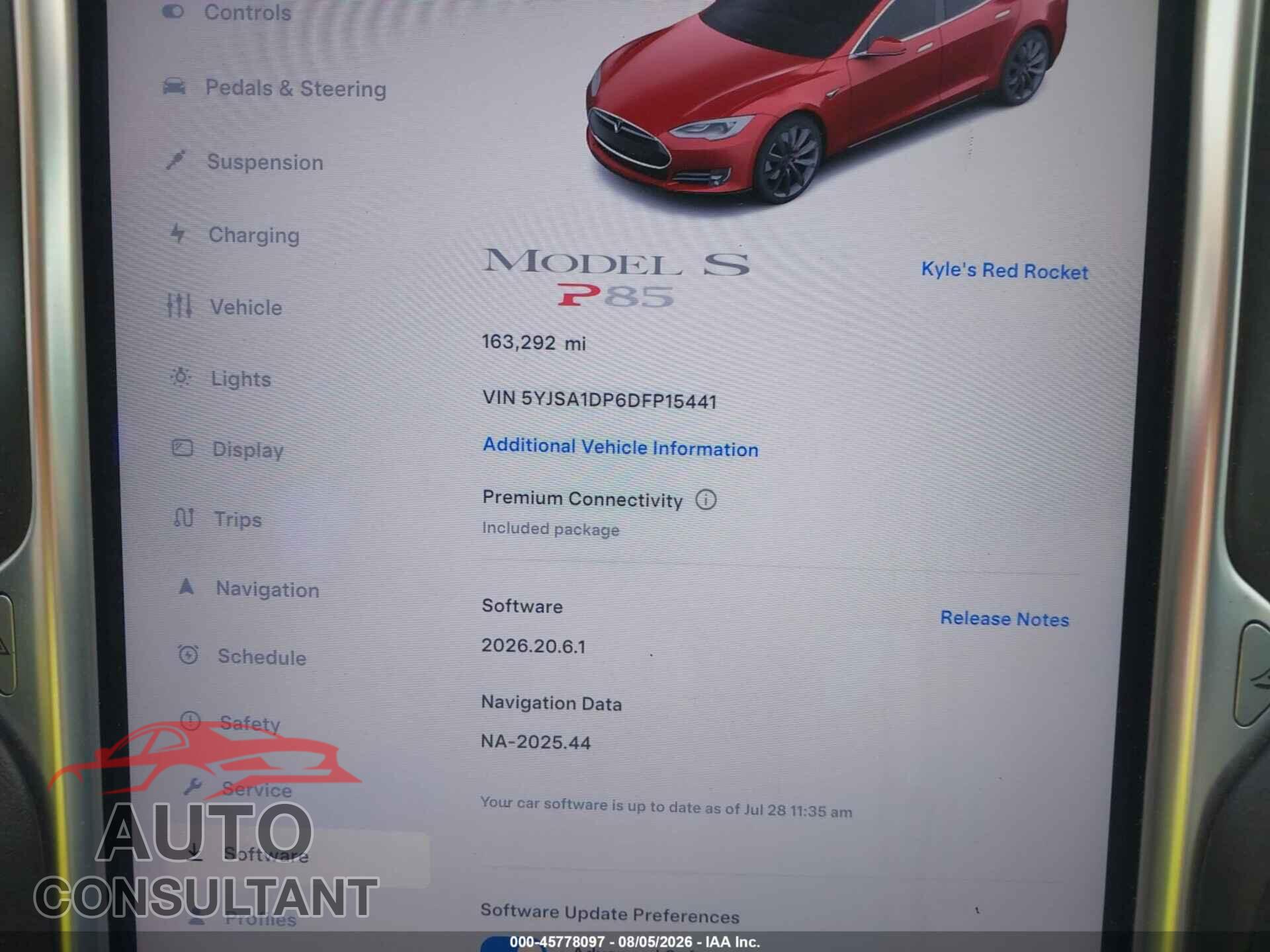 TESLA MODEL S 2013 - 5YJSA1DP6DFP15441