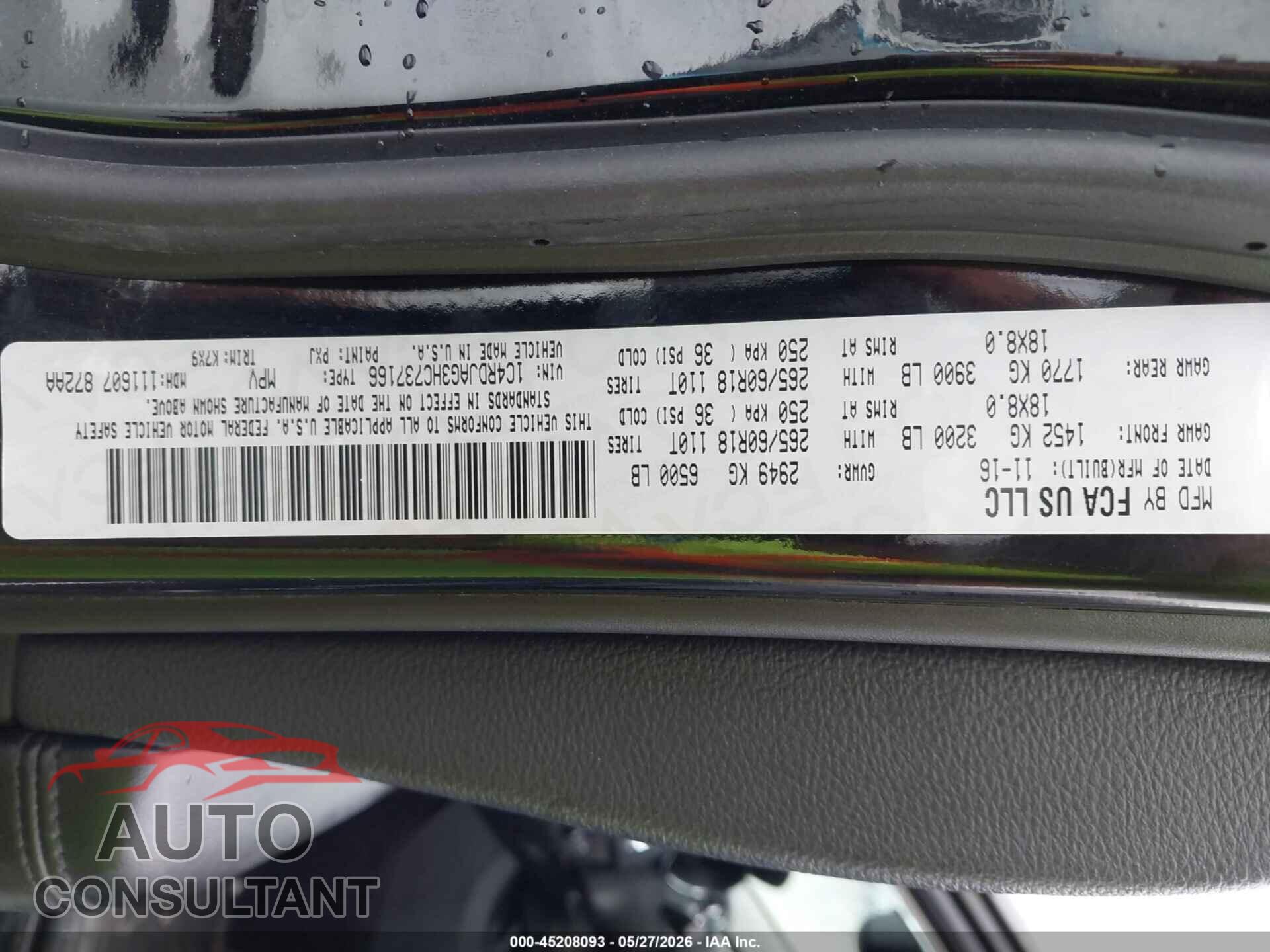 DODGE DURANGO 2017 - 1C4RDJAG3HC737166