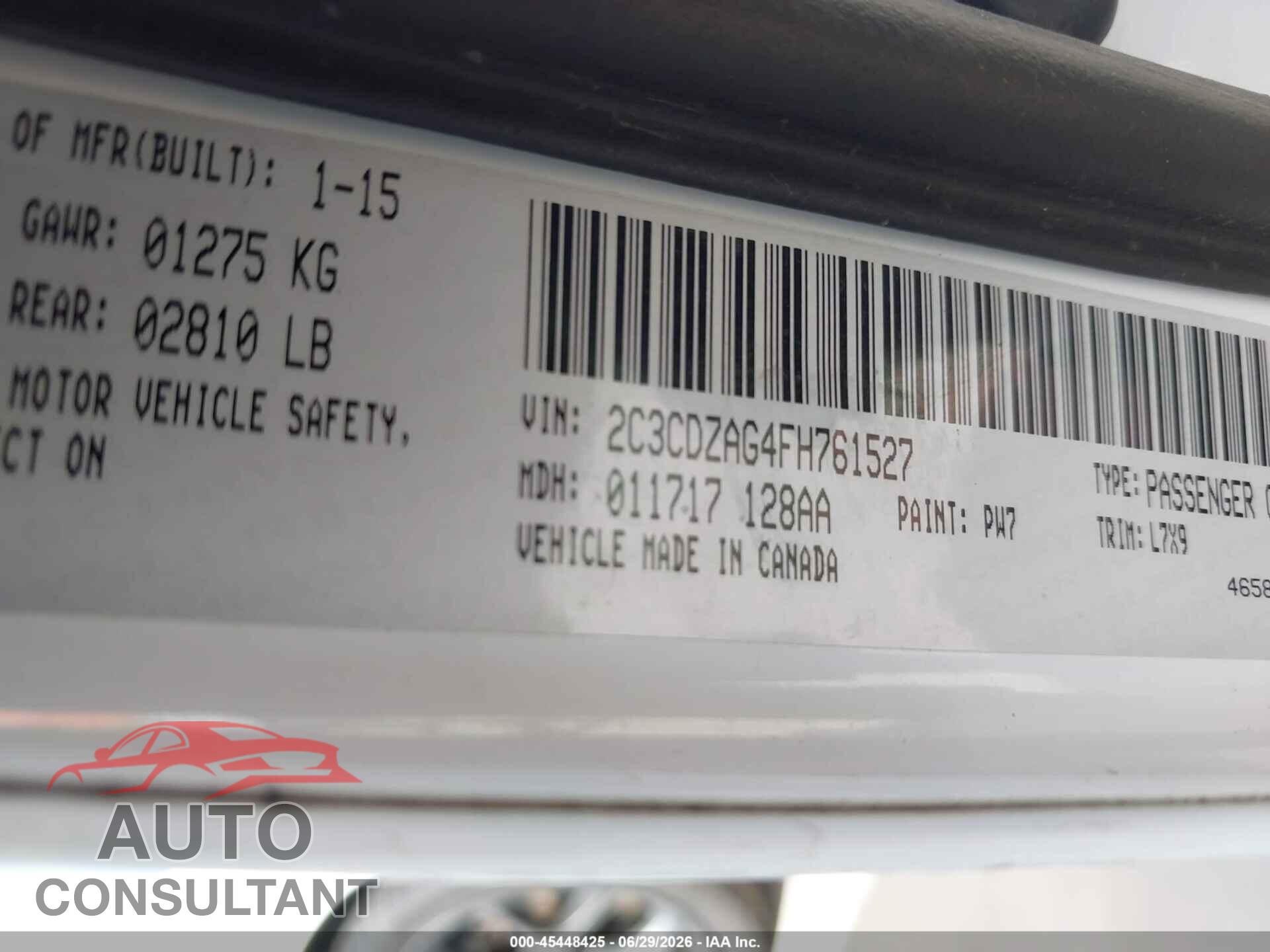 DODGE CHALLENGER 2015 - 2C3CDZAG4FH761527