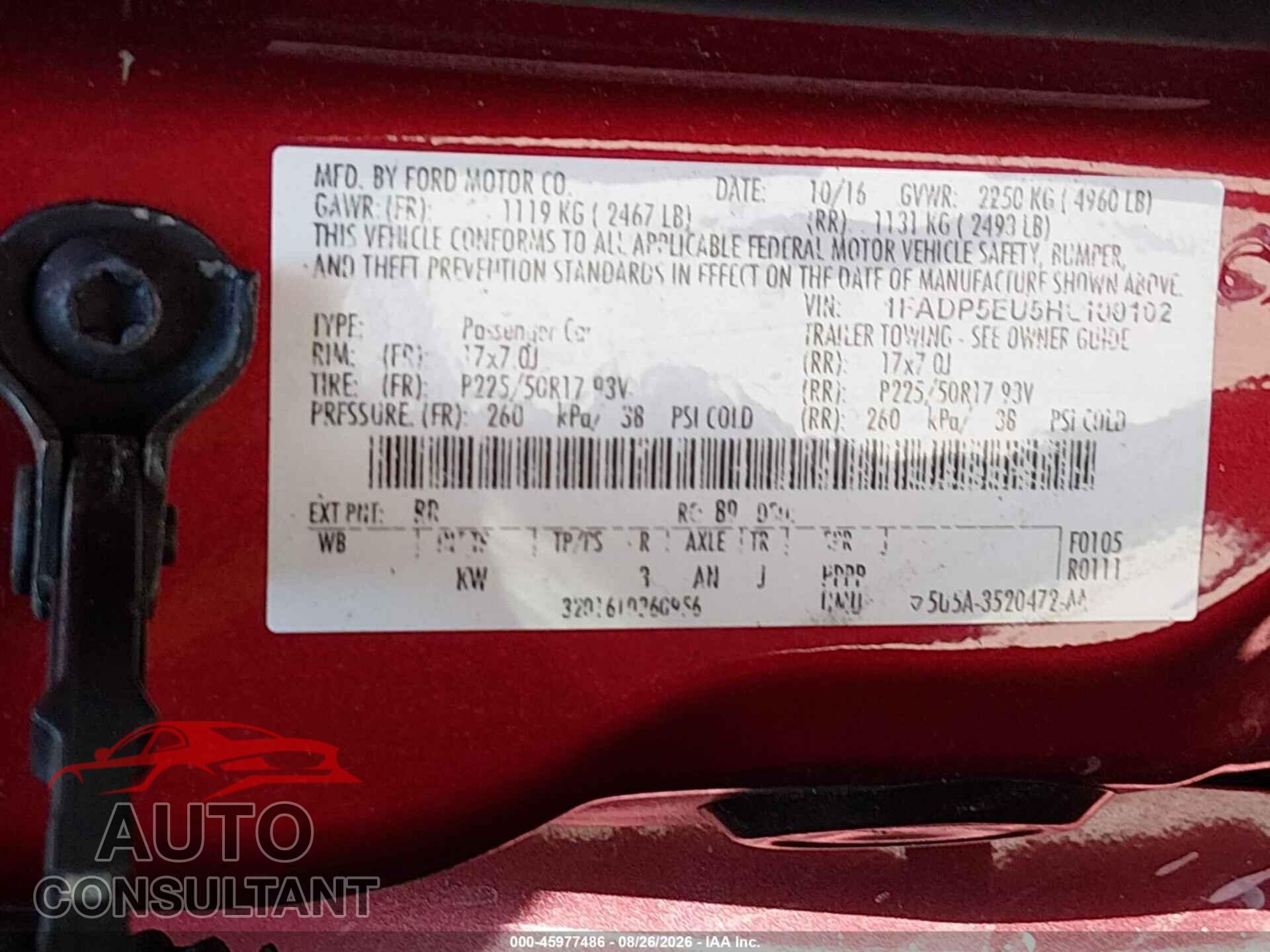 FORD C-MAX ENERGI 2017 - 1FADP5EU5HL100102
