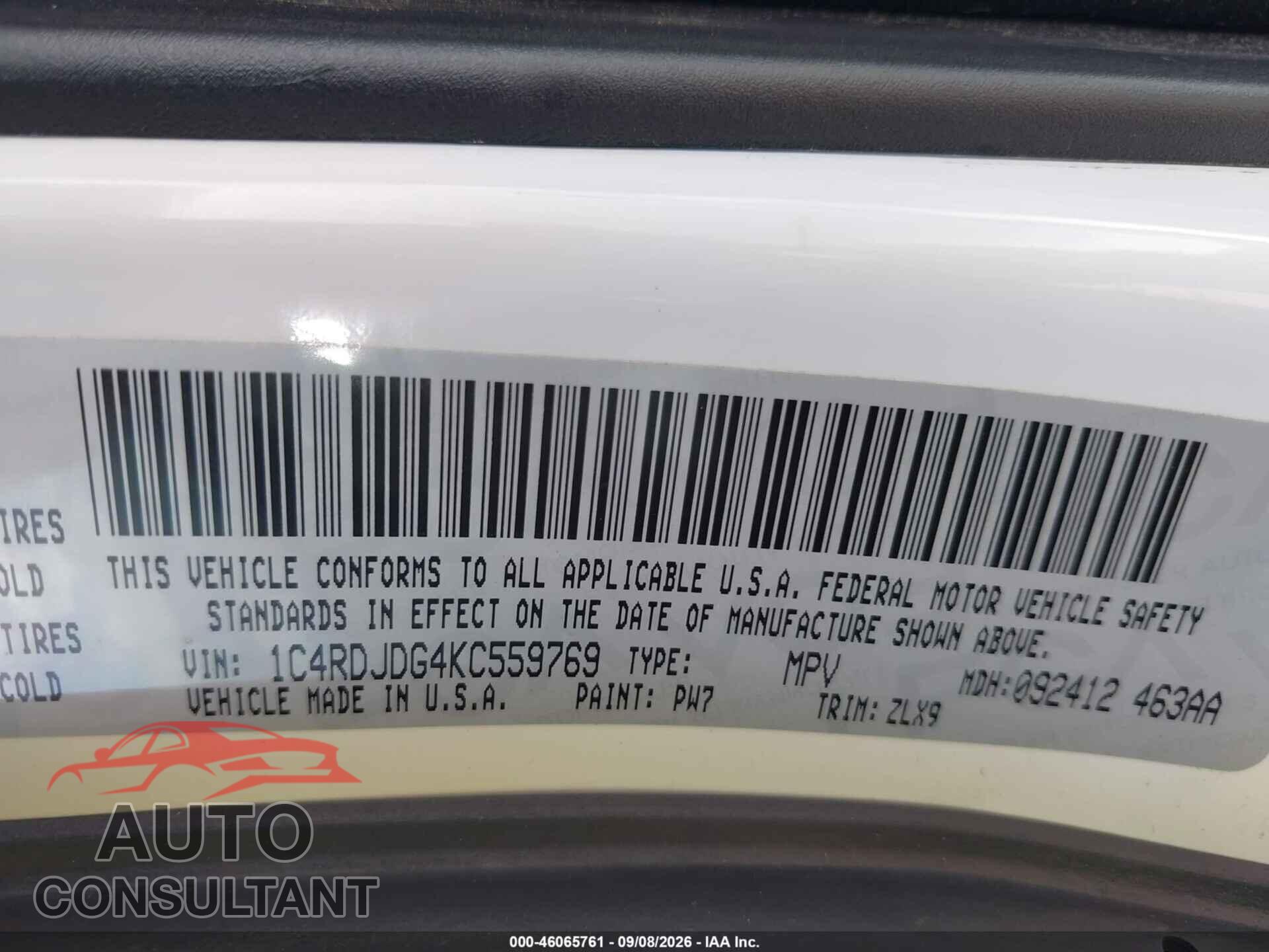 DODGE DURANGO 2019 - 1C4RDJDG4KC559769