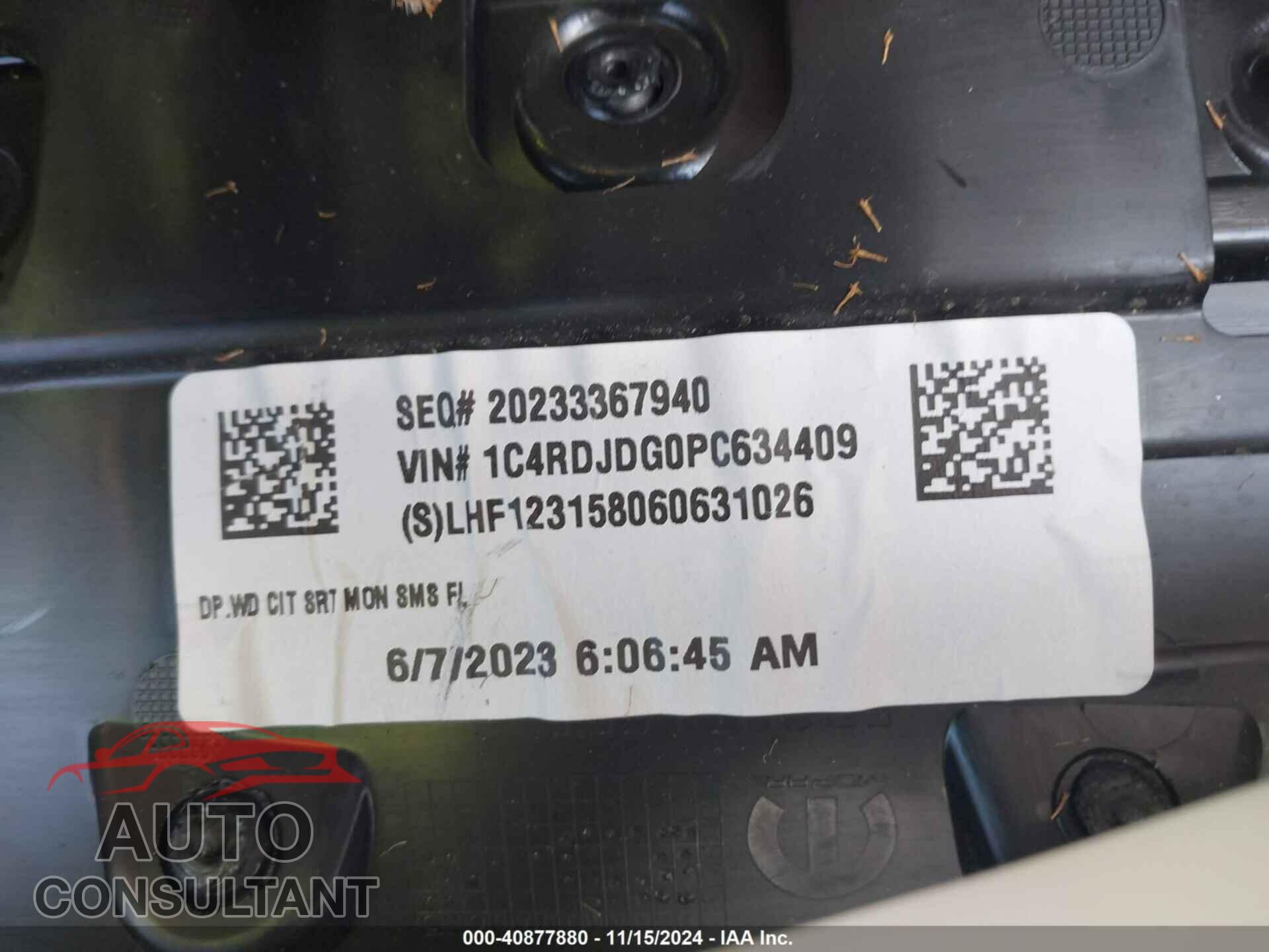 DODGE DURANGO 2023 - 1C4RDJDG0PC634409