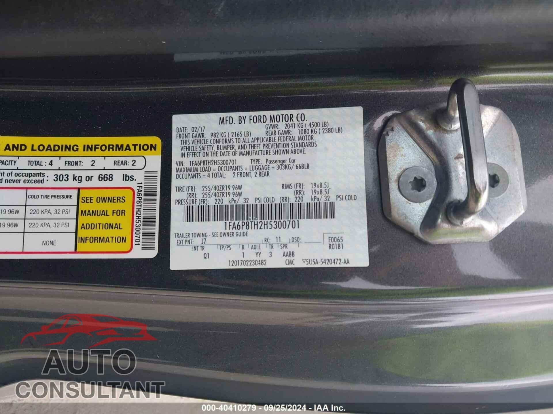 FORD MUSTANG 2017 - 1FA6P8TH2H5300701