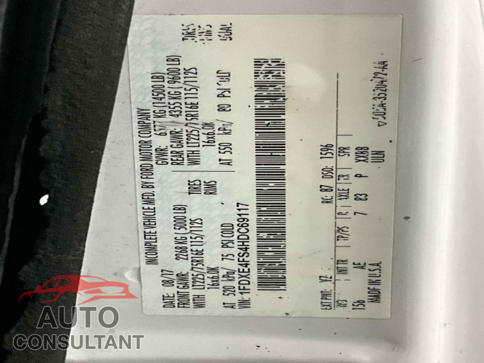 FORD ECONOLINE 2017 - 1FDXE4FS4HDC69117