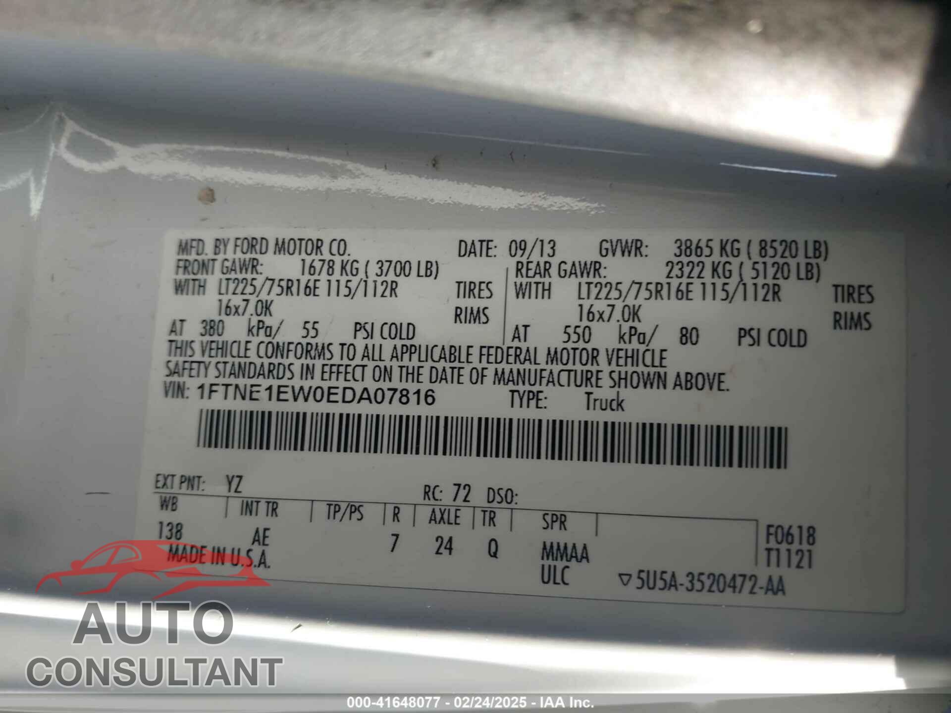 FORD E-150 2014 - 1FTNE1EW0EDA07816