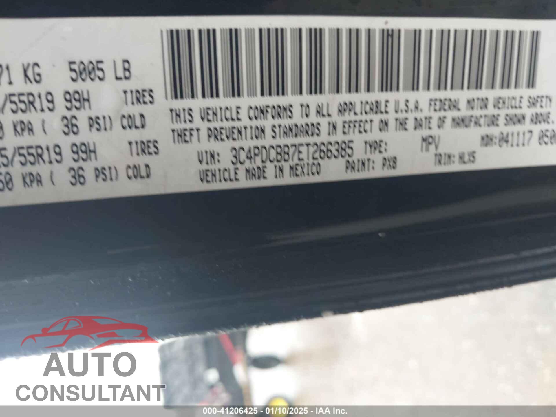 DODGE JOURNEY 2014 - 3C4PDCBB7ET266385