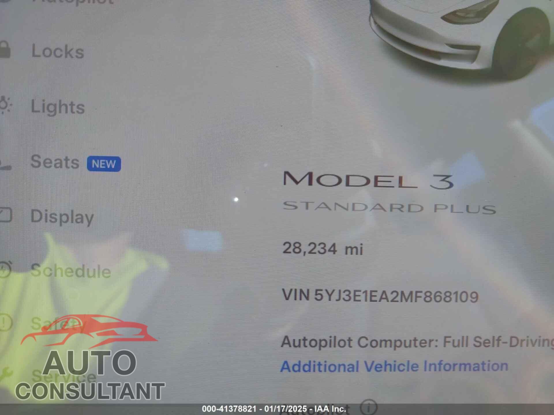 TESLA MODEL 3 2021 - 5YJ3E1EA2MF868109