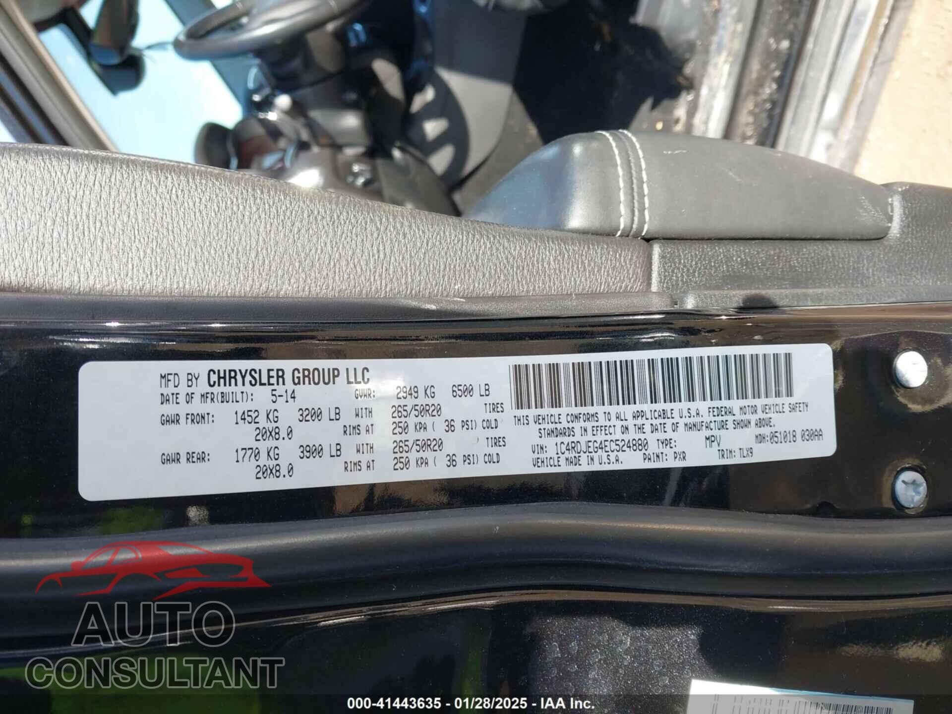 DODGE DURANGO 2014 - 1C4RDJEG4EC524880