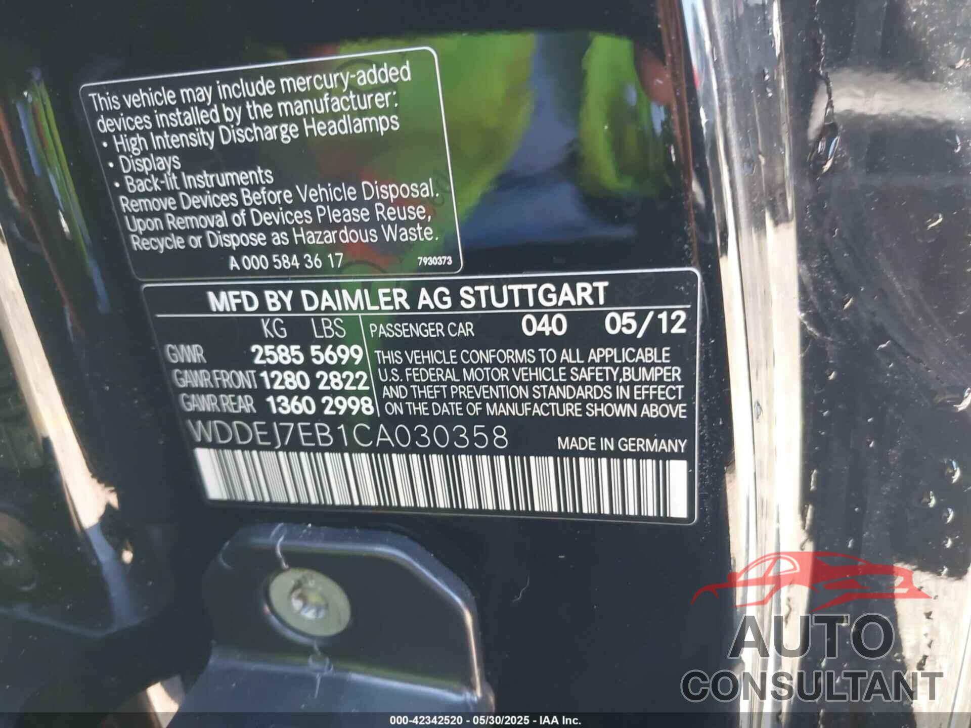 MERCEDES-BENZ CL 63 AMG 2012 - WDDEJ7EB1CA030358