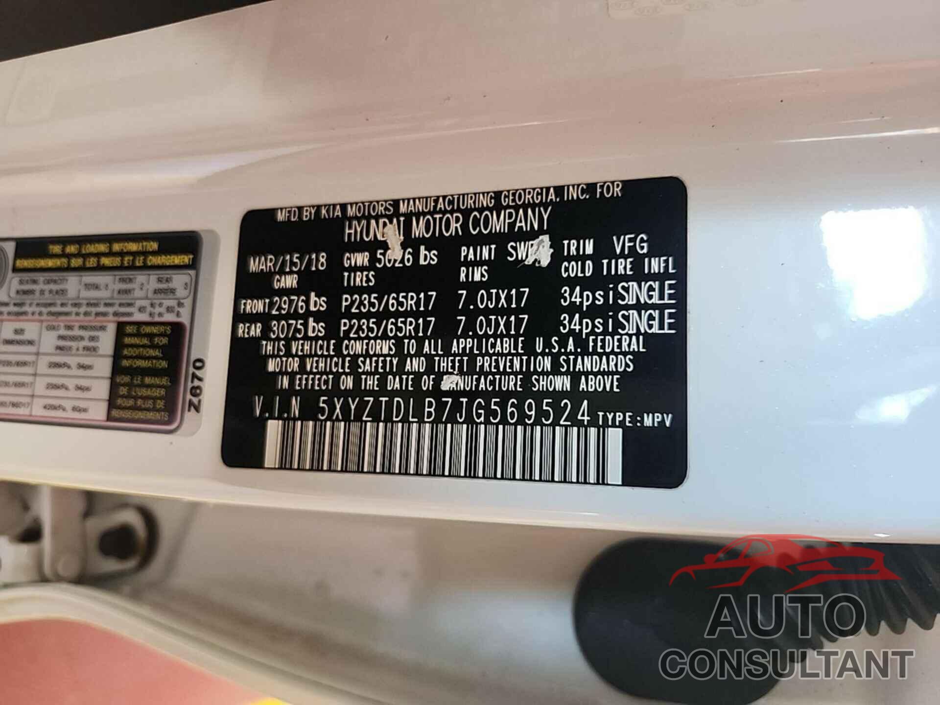 HYUNDAI SANTA FE SPORT 2018 - 5XYZTDLB7JG569524