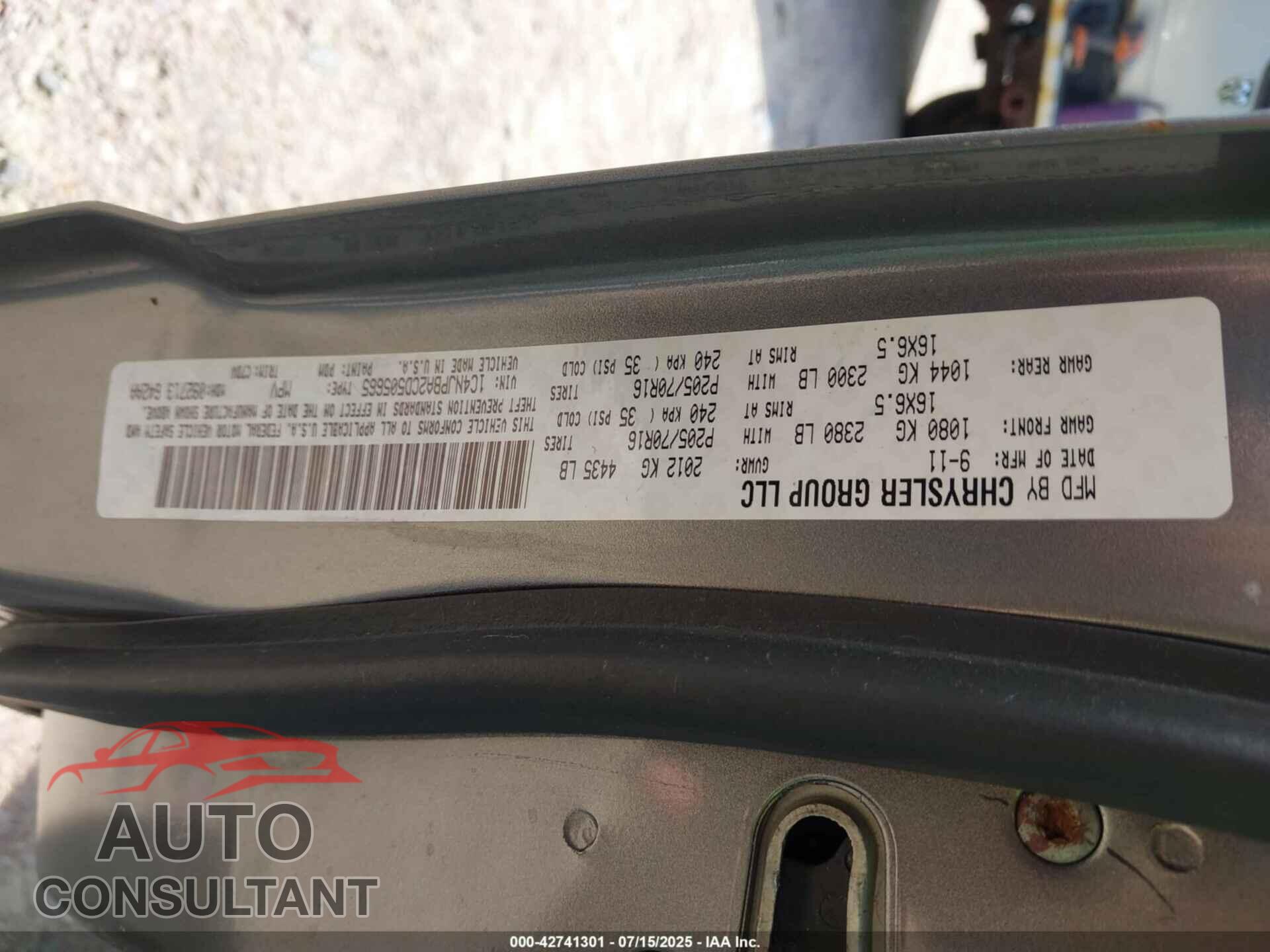 JEEP PATRIOT 2012 - 1C4NJPBA2CD505665