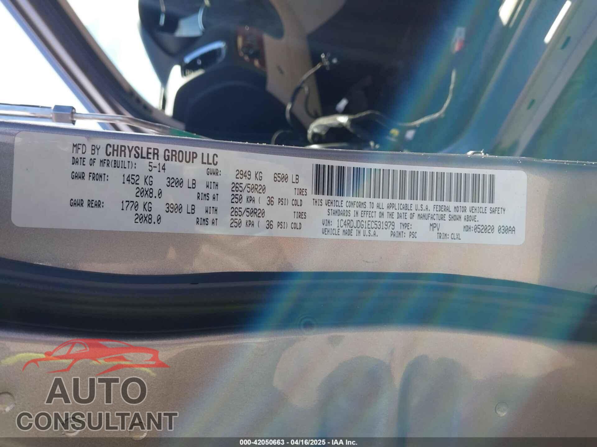 DODGE DURANGO 2014 - 1C4RDJDG1EC531979