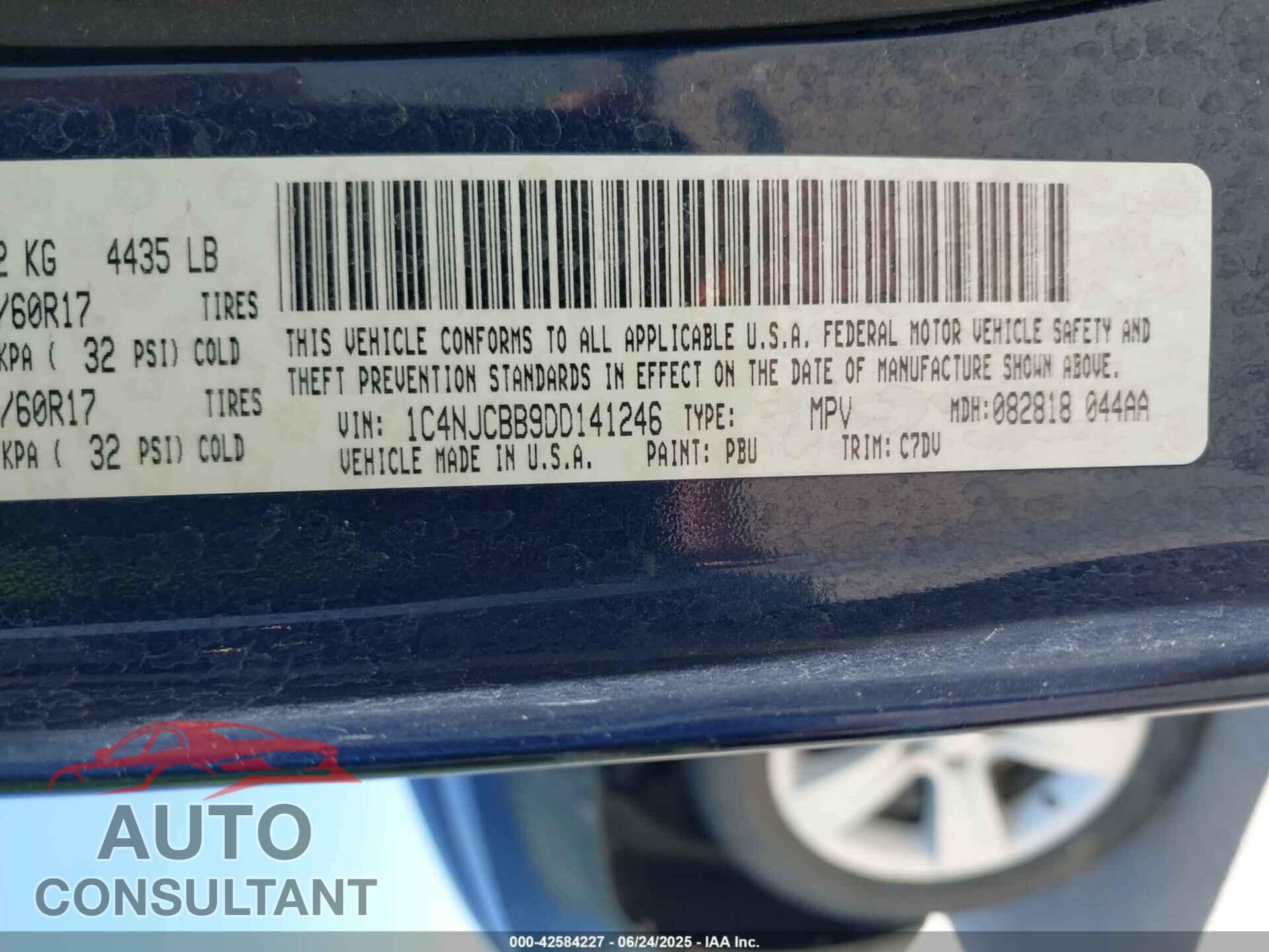JEEP COMPASS 2013 - 1C4NJCBB9DD141246