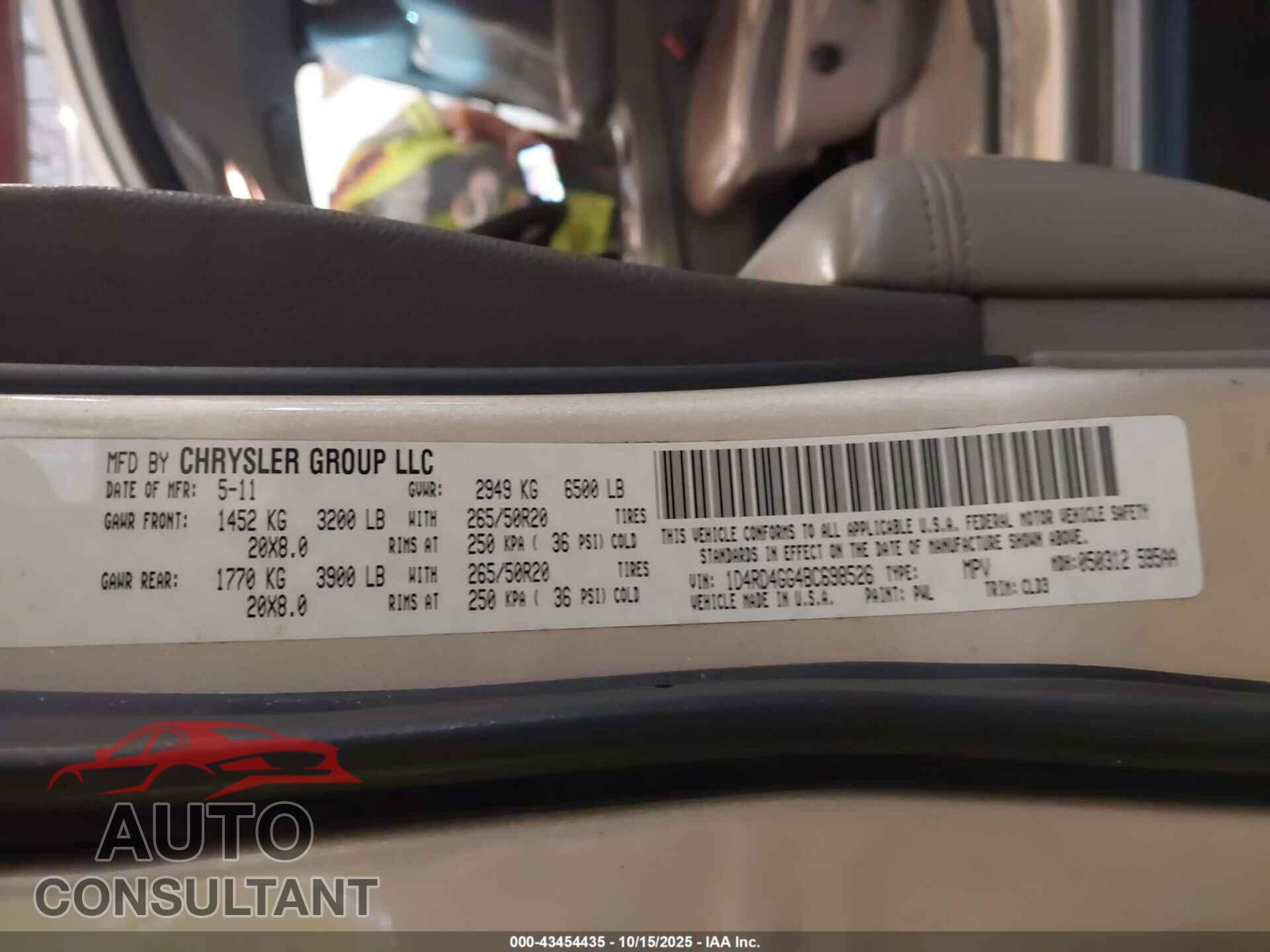 DODGE DURANGO 2011 - 1D4RD4GG4BC698526