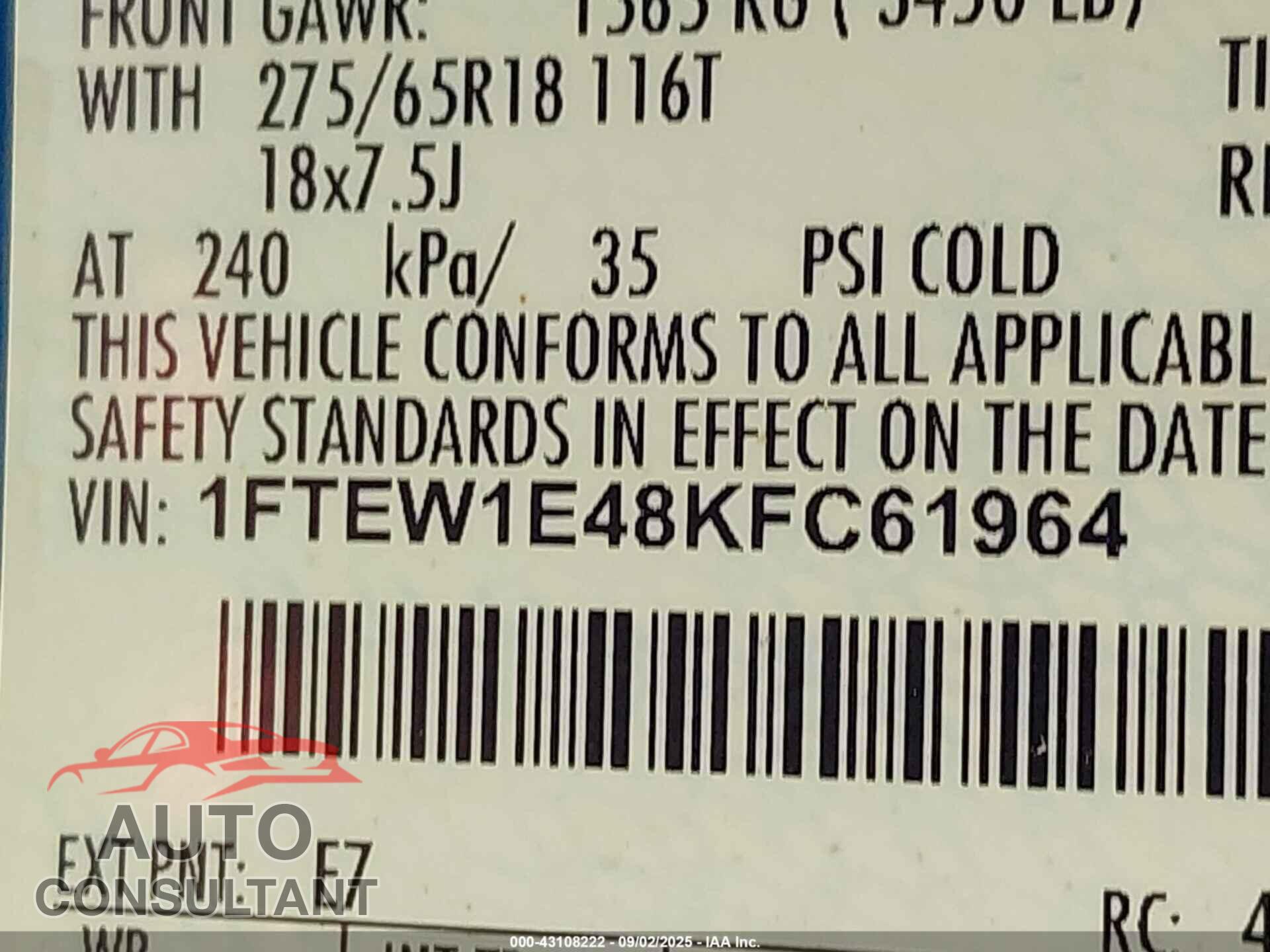 FORD F-150 2019 - 1FTEW1E48KFC61964