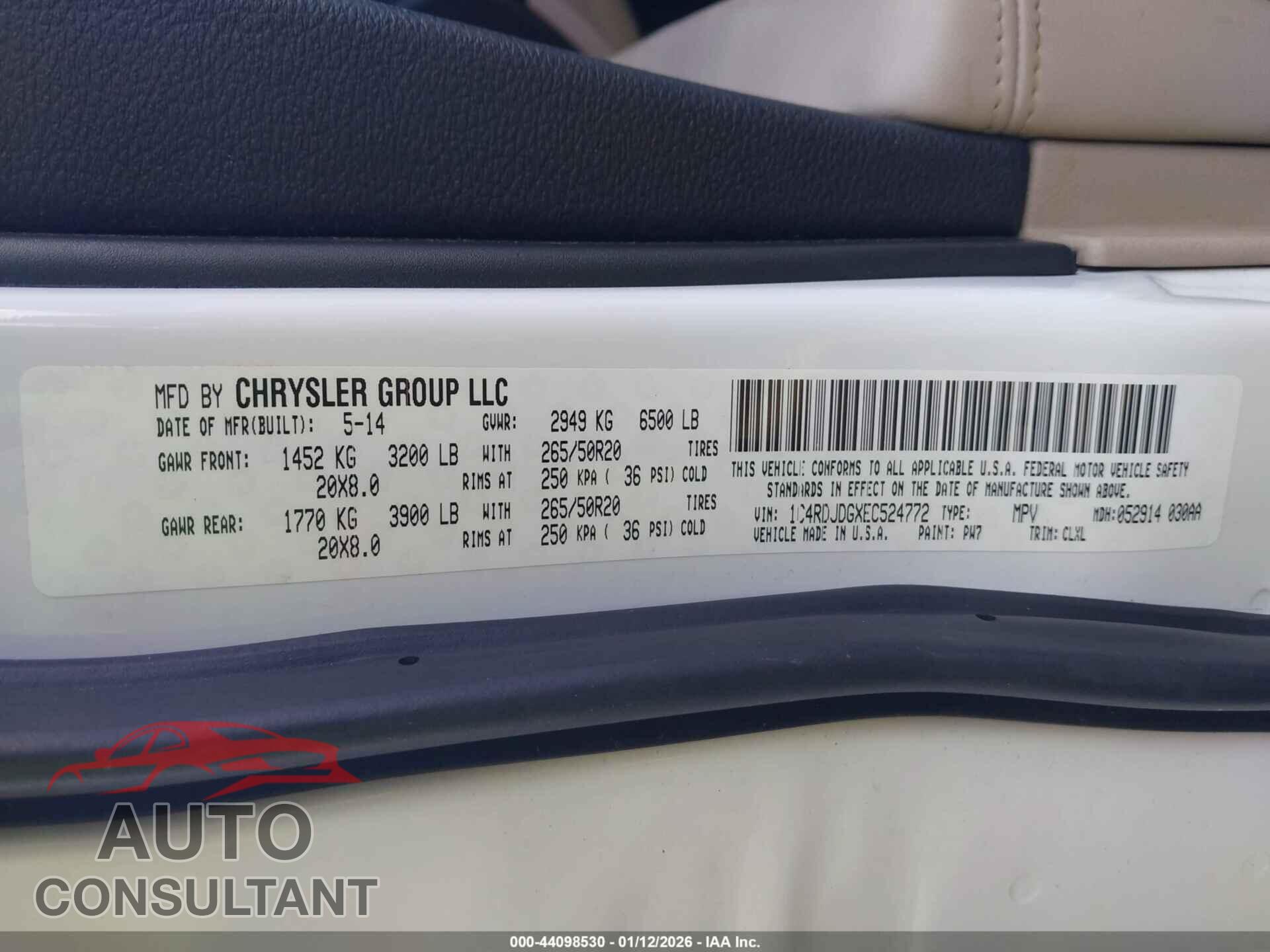 DODGE DURANGO 2014 - 1C4RDJDGXEC524772