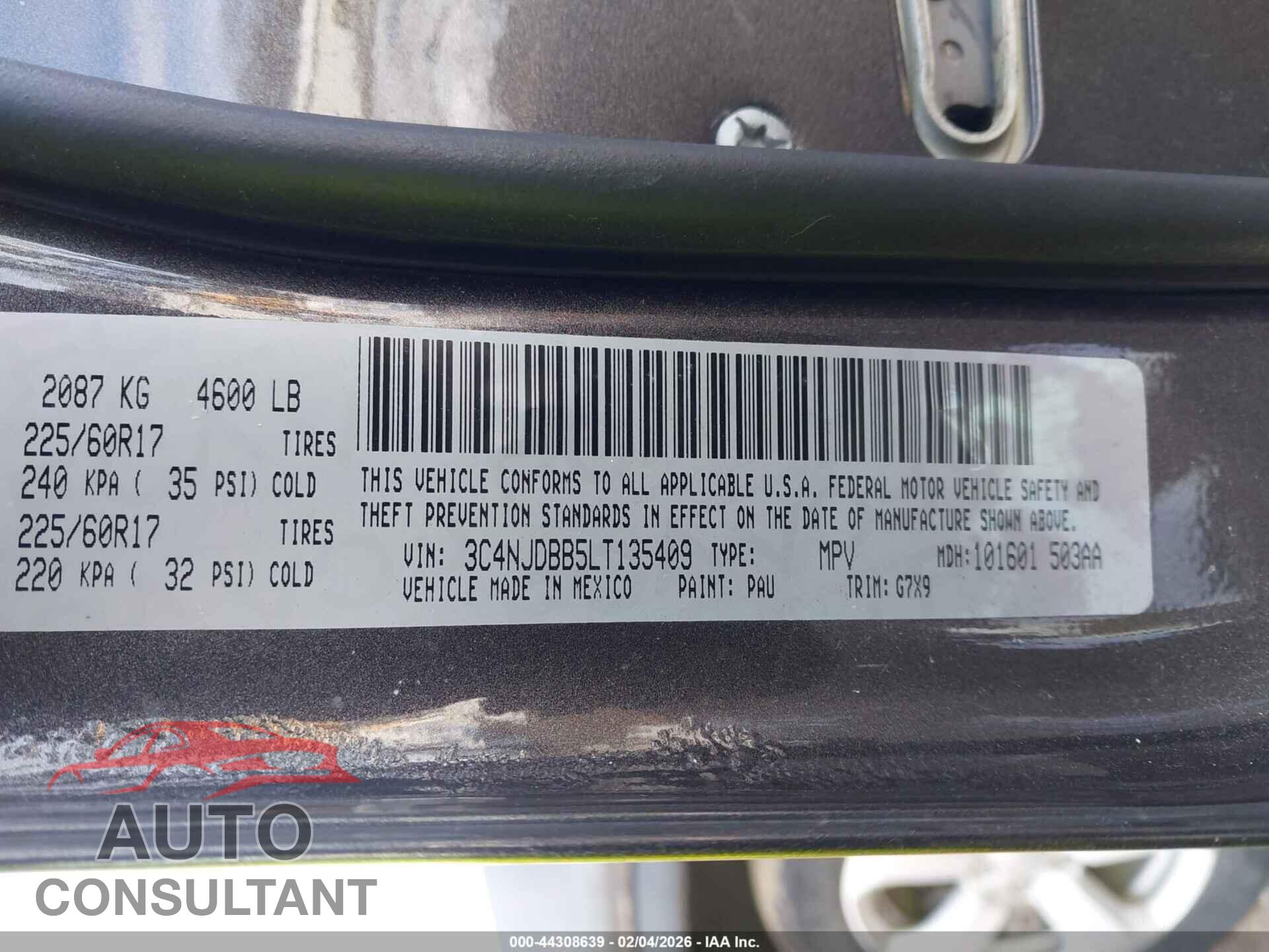 JEEP COMPASS 2020 - 3C4NJDBB5LT135409
