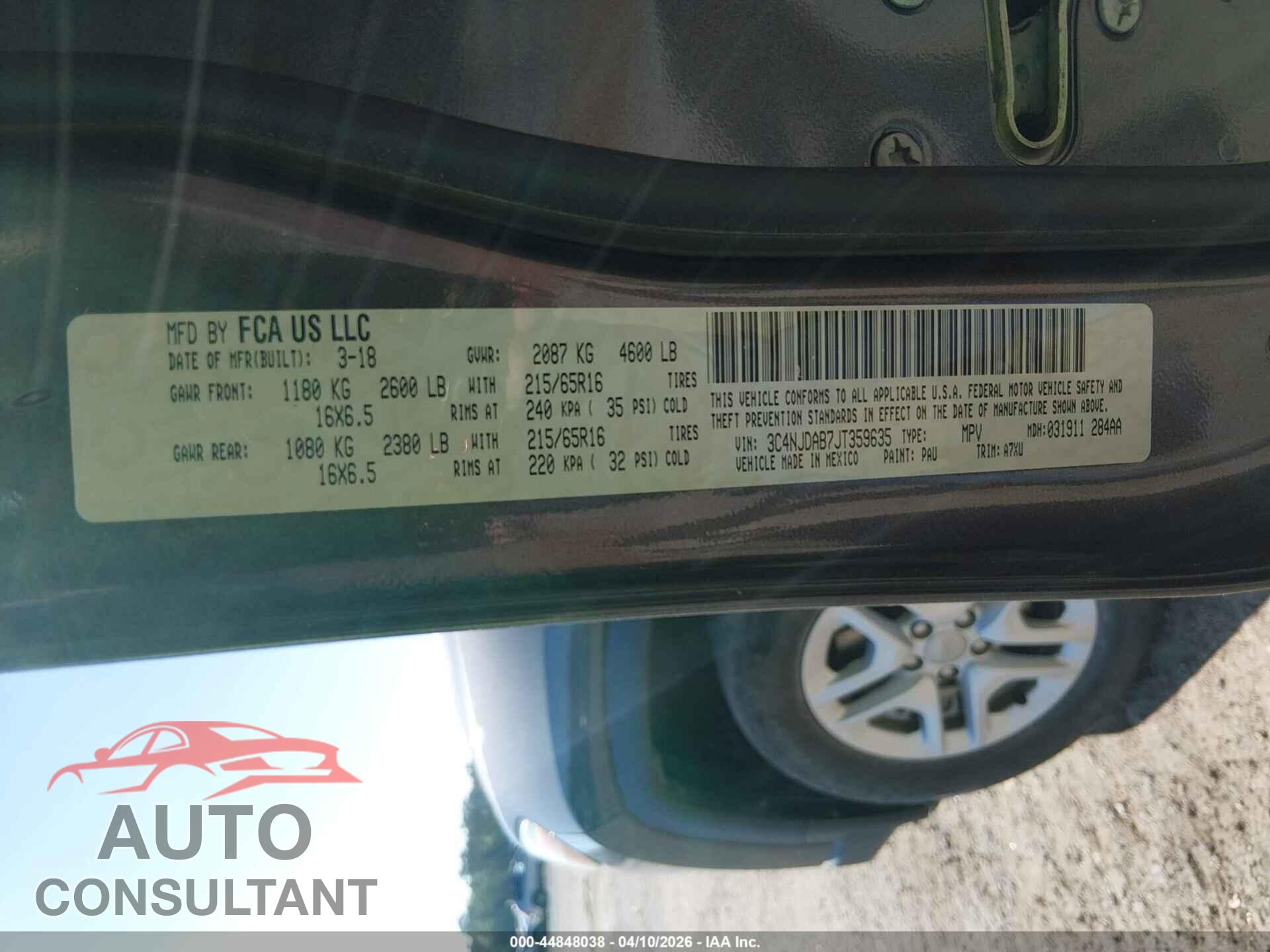 JEEP COMPASS 2018 - 3C4NJDAB7JT359635