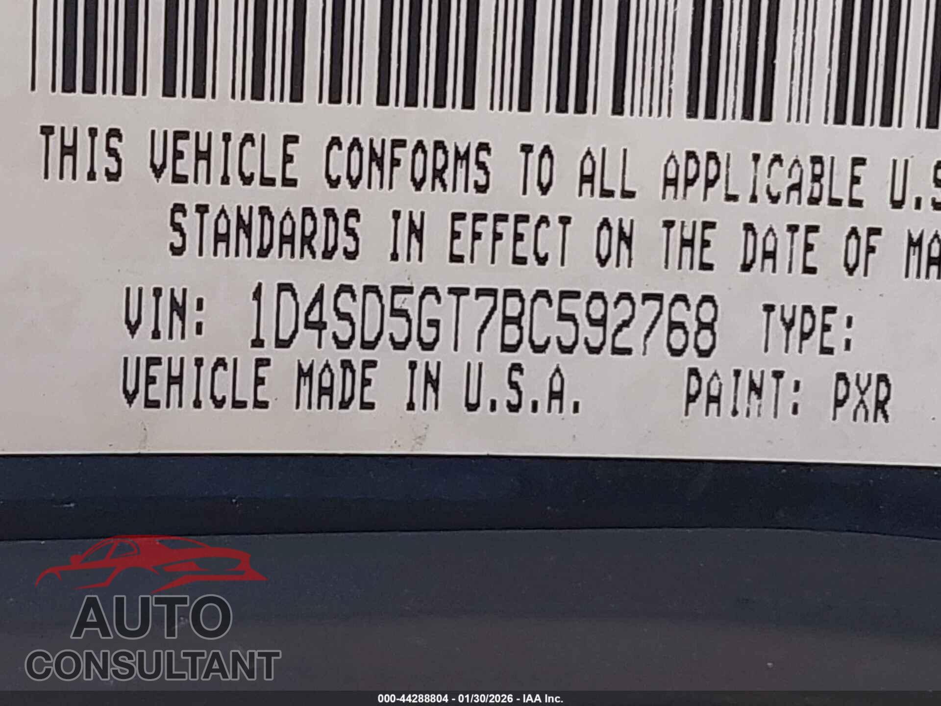 DODGE DURANGO 2011 - 1D4SD5GT7BC592768