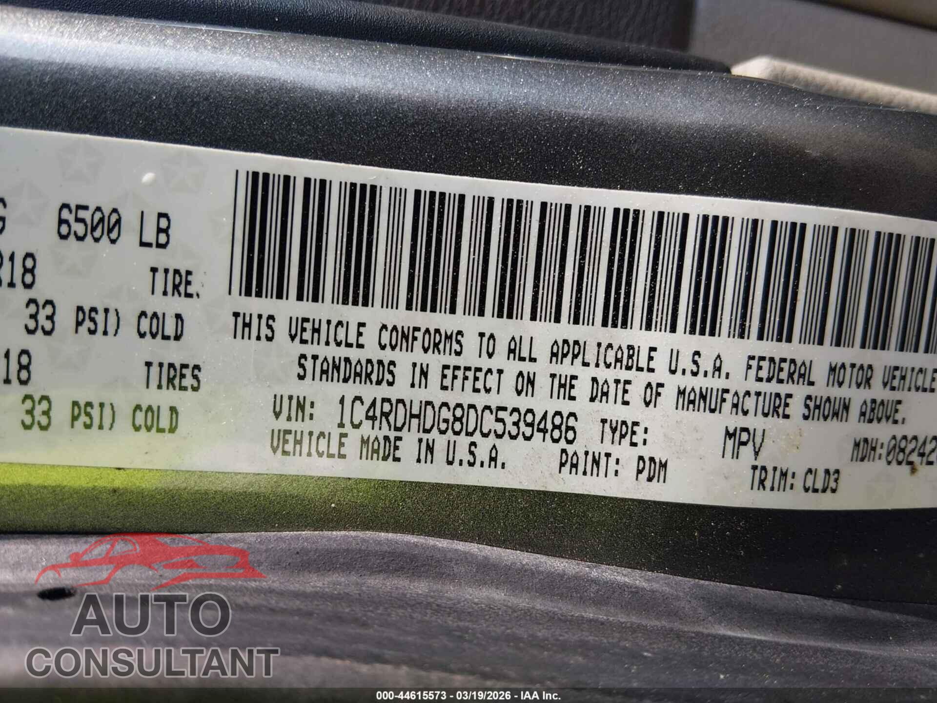 DODGE DURANGO 2013 - 1C4RDHDG8DC539486