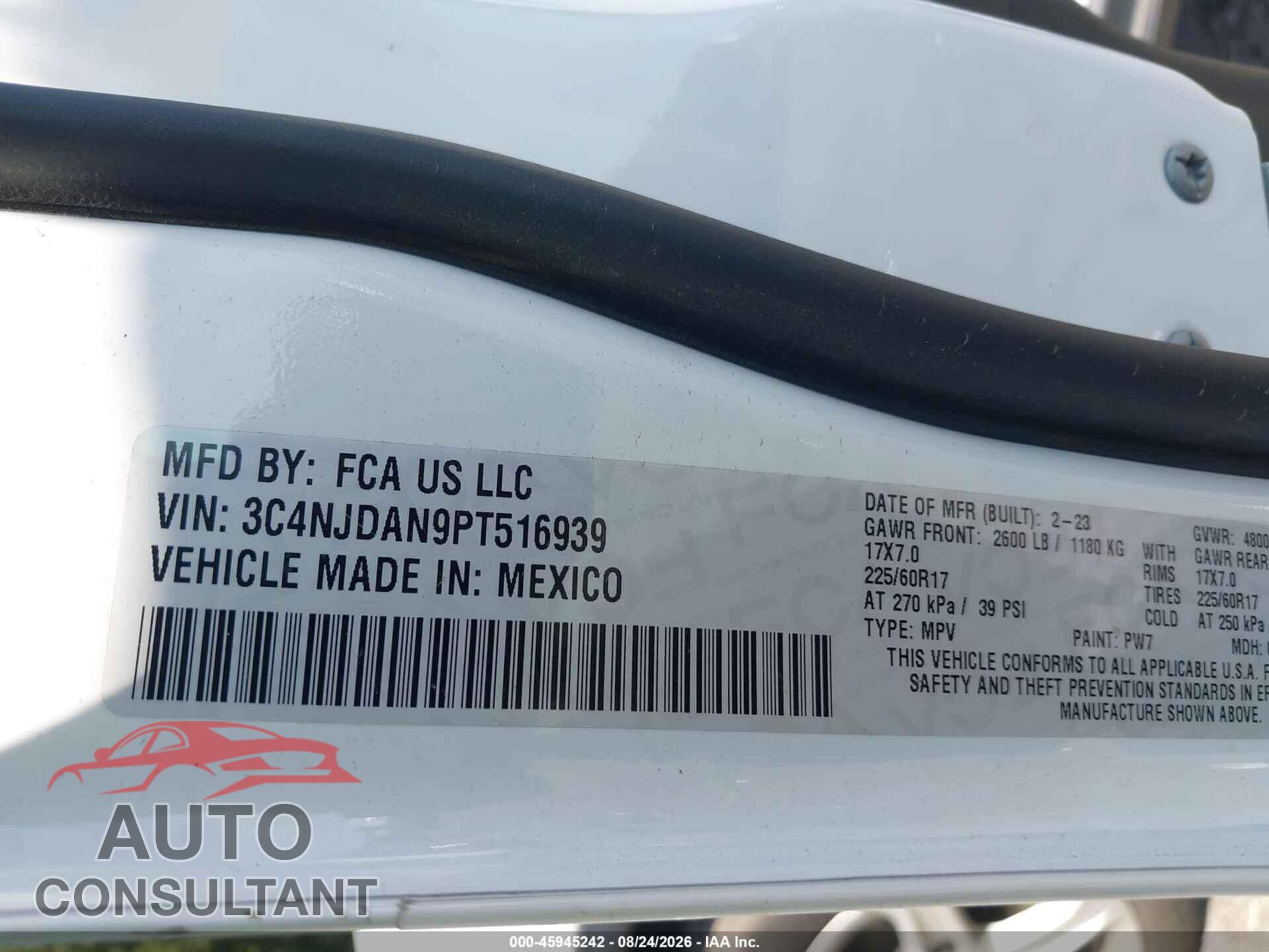 JEEP COMPASS 2023 - 3C4NJDAN9PT516939
