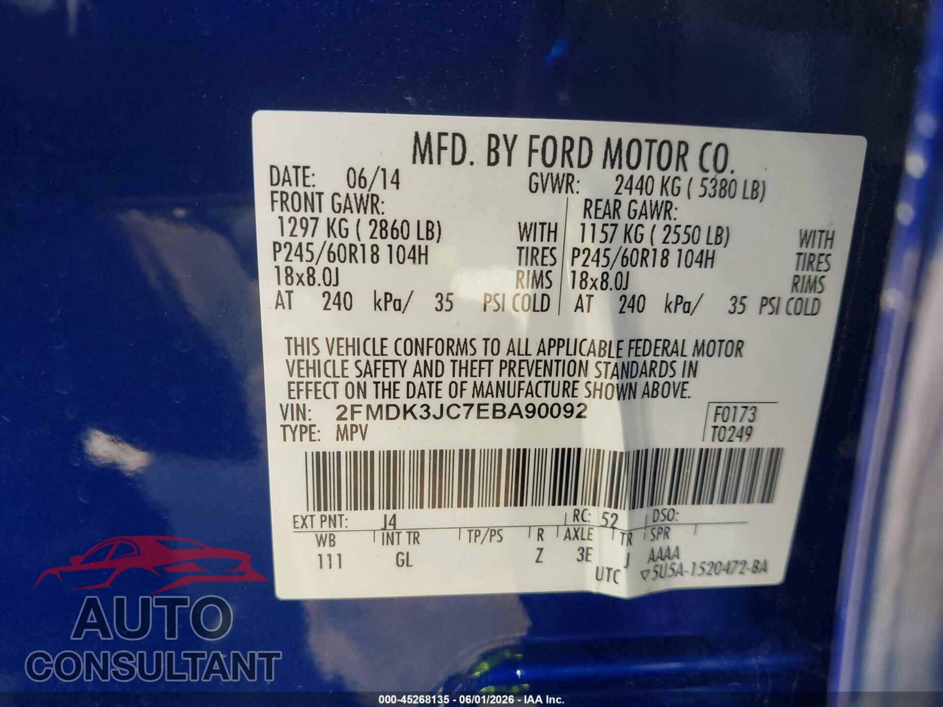FORD EDGE 2014 - 2FMDK3JC7EBA90092