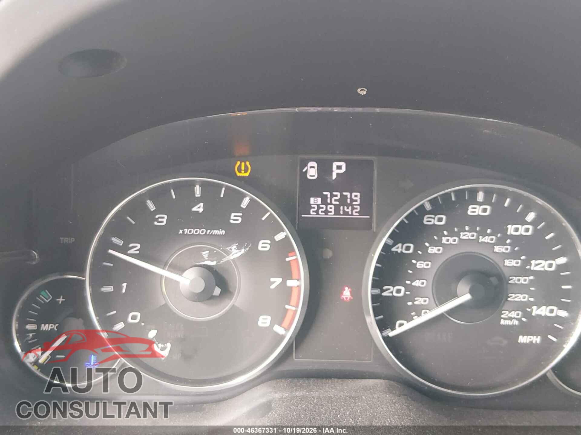 SUBARU OUTBACK 2012 - 4S4BRBCC8C3291815