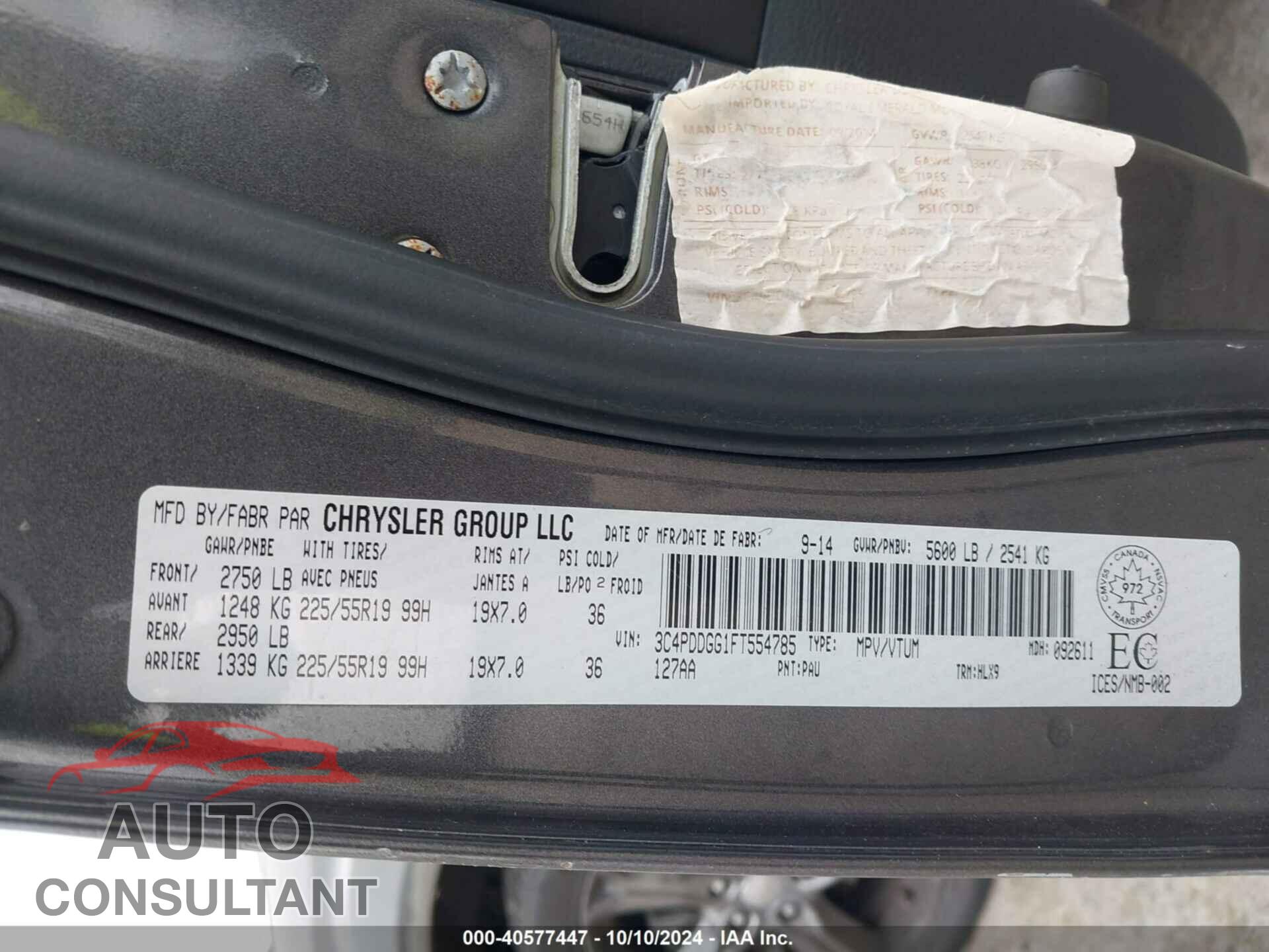 DODGE JOURNEY 2015 - 3C4PDDGG1FT554785