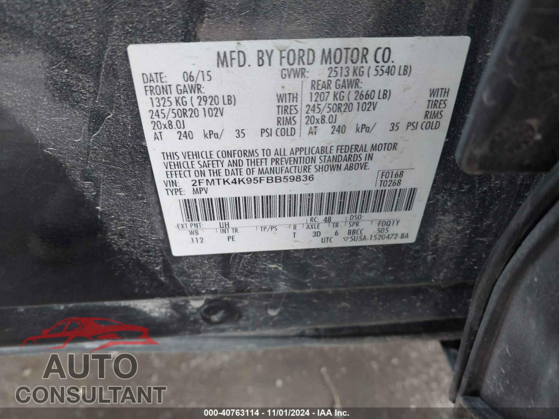 FORD EDGE 2015 - 2FMTK4K95FBB59836
