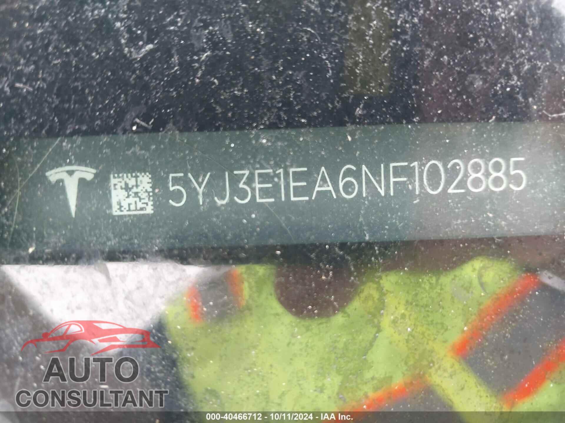 TESLA MODEL 3 2022 - 5YJ3E1EA6NF102885