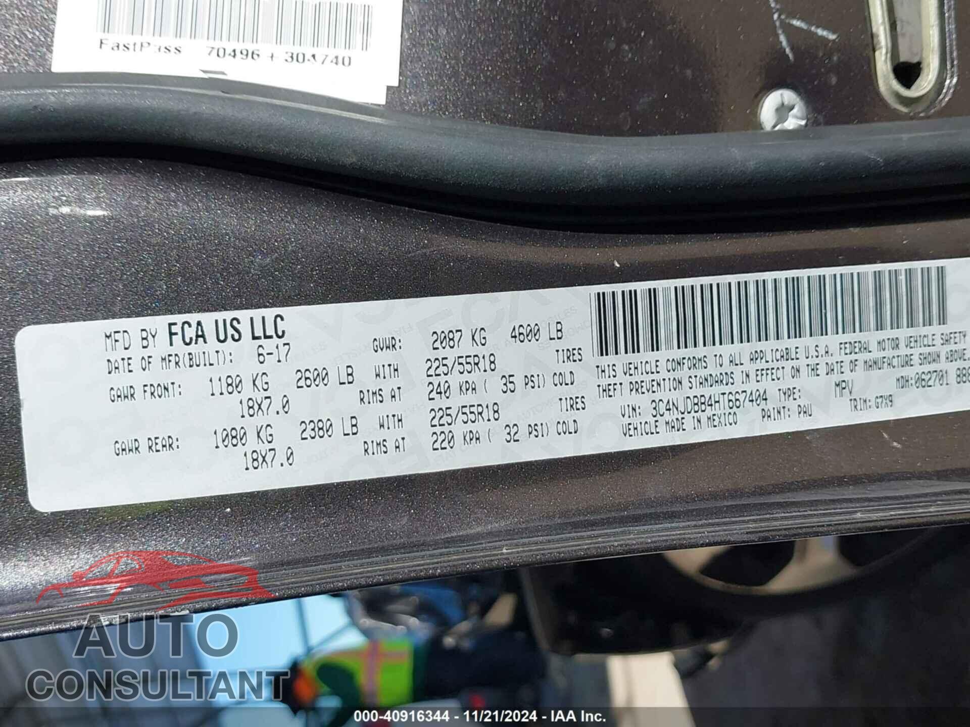 JEEP NEW COMPASS 2017 - 3C4NJDBB4HT667404