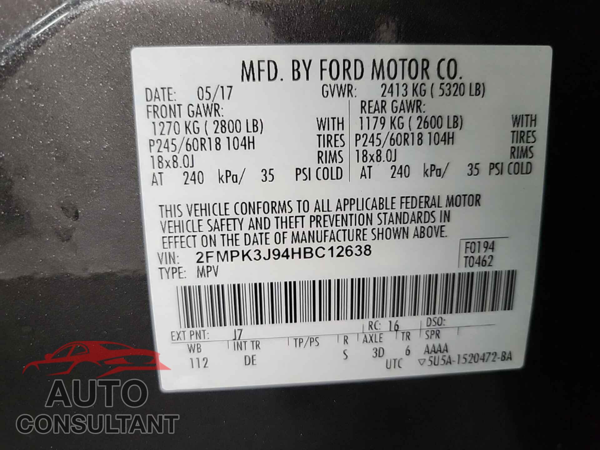 FORD EDGE 2017 - 2FMPK3J94HBC12638