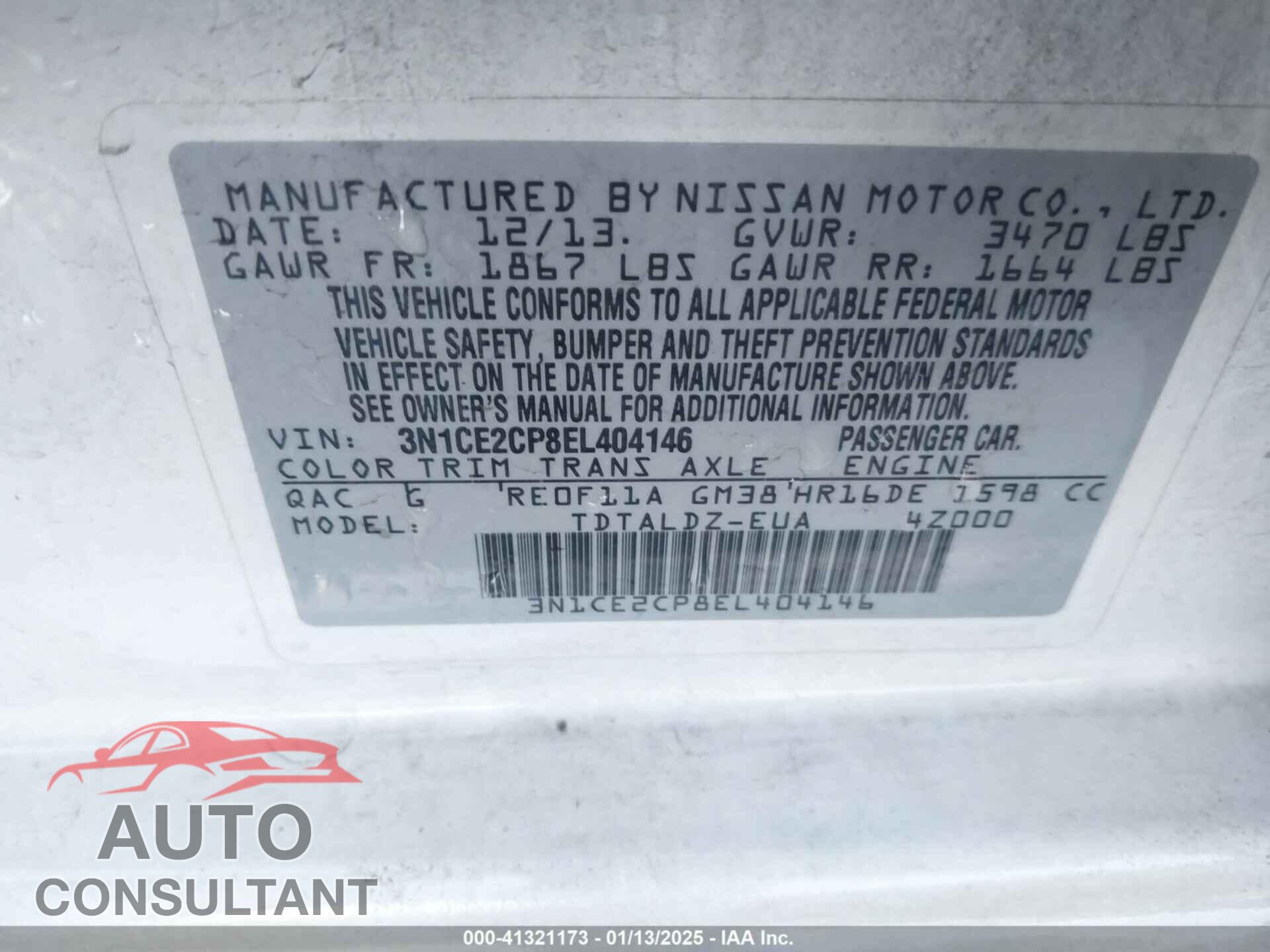 NISSAN VERSA NOTE 2014 - 3N1CE2CP8EL404146