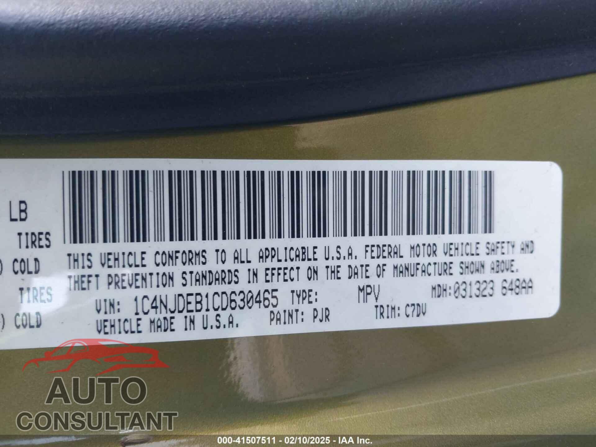 JEEP COMPASS 2012 - 1C4NJDEB1CD630465