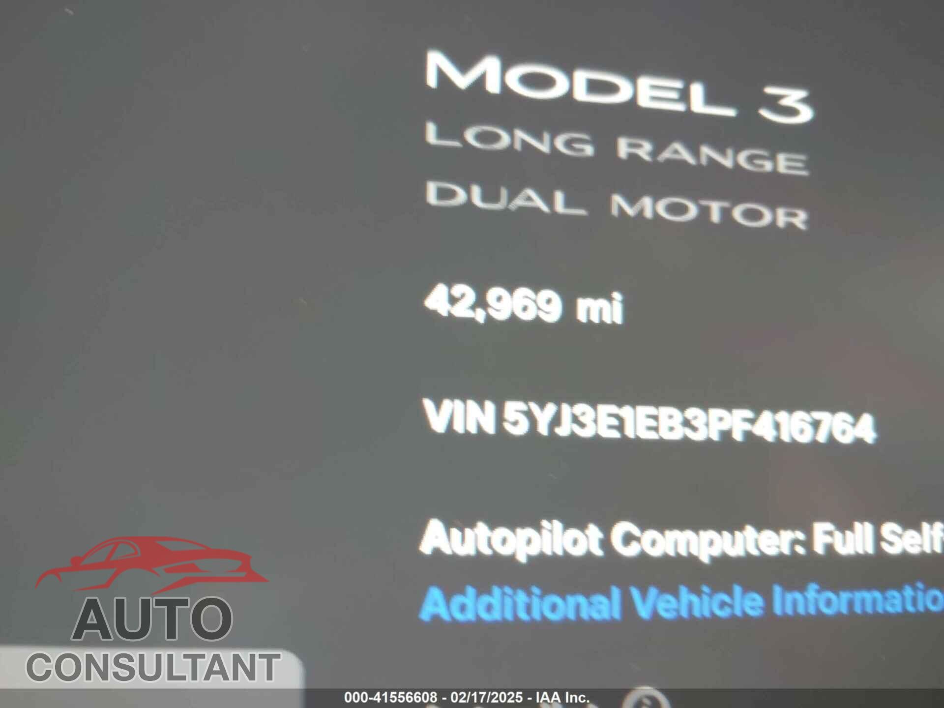 TESLA MODEL 3 2023 - 5YJ3E1EB3PF416764