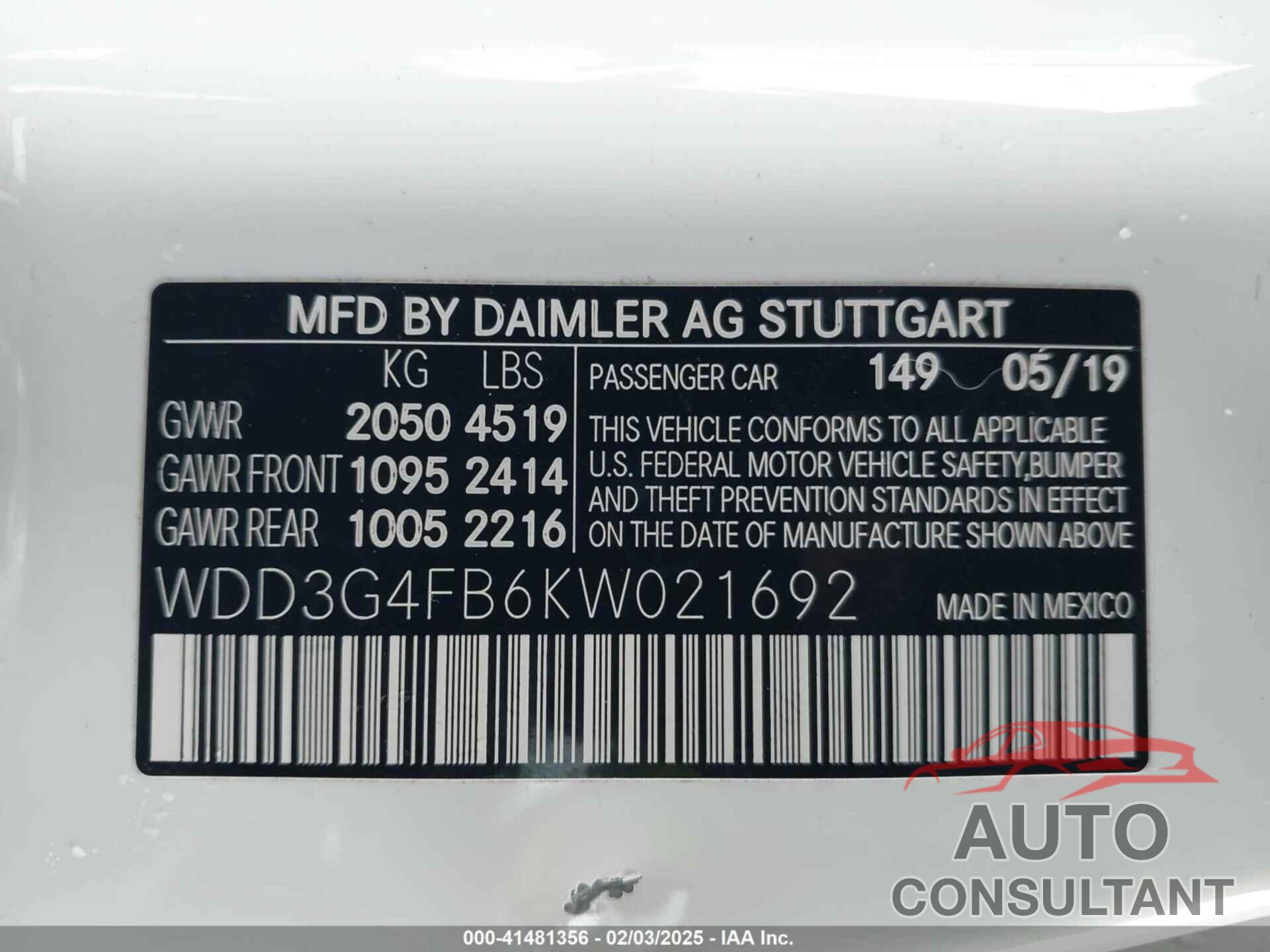 MERCEDES-BENZ A 220 2019 - WDD3G4FB6KW021692