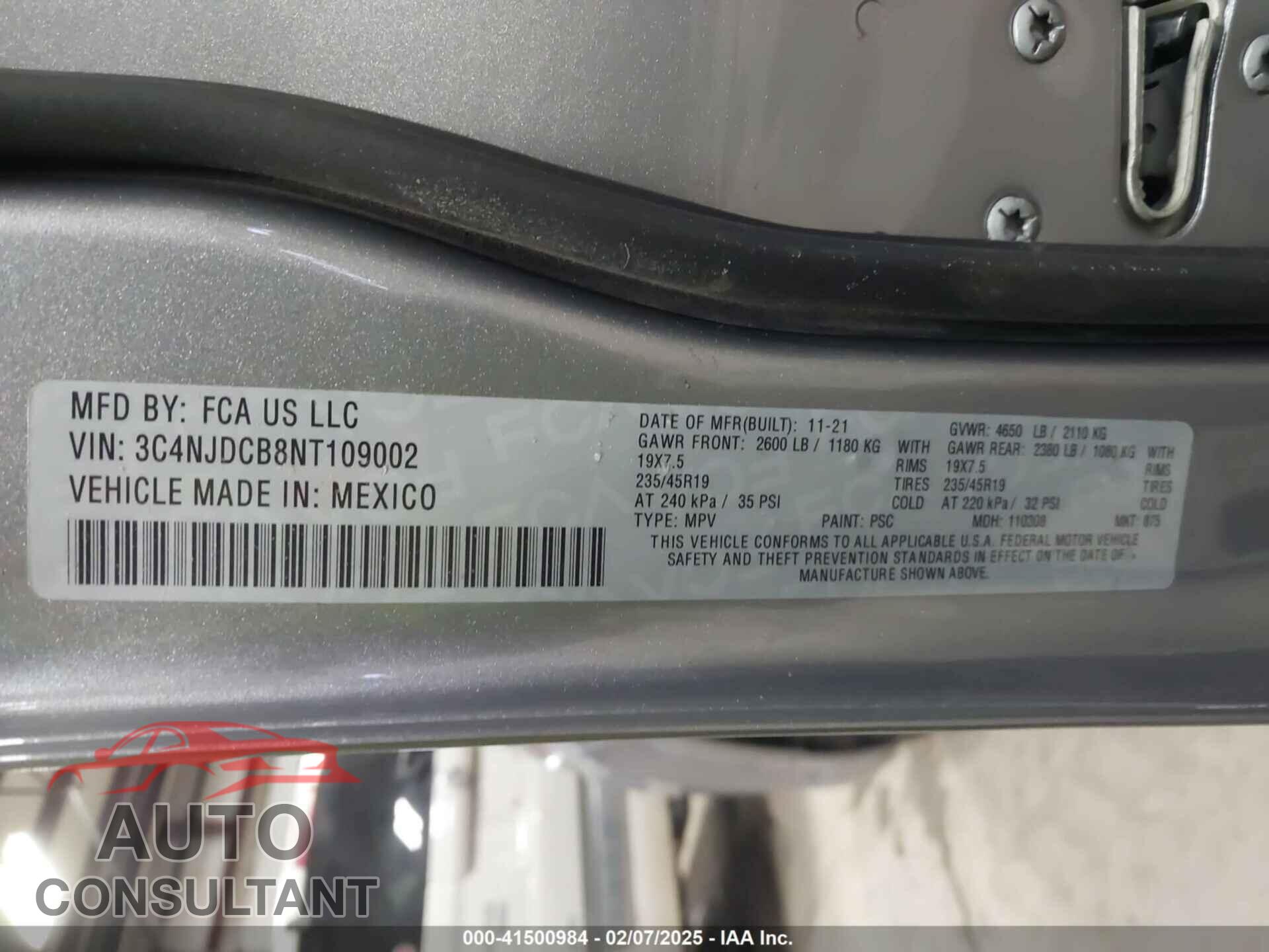 JEEP COMPASS 2022 - 3C4NJDCB8NT109002