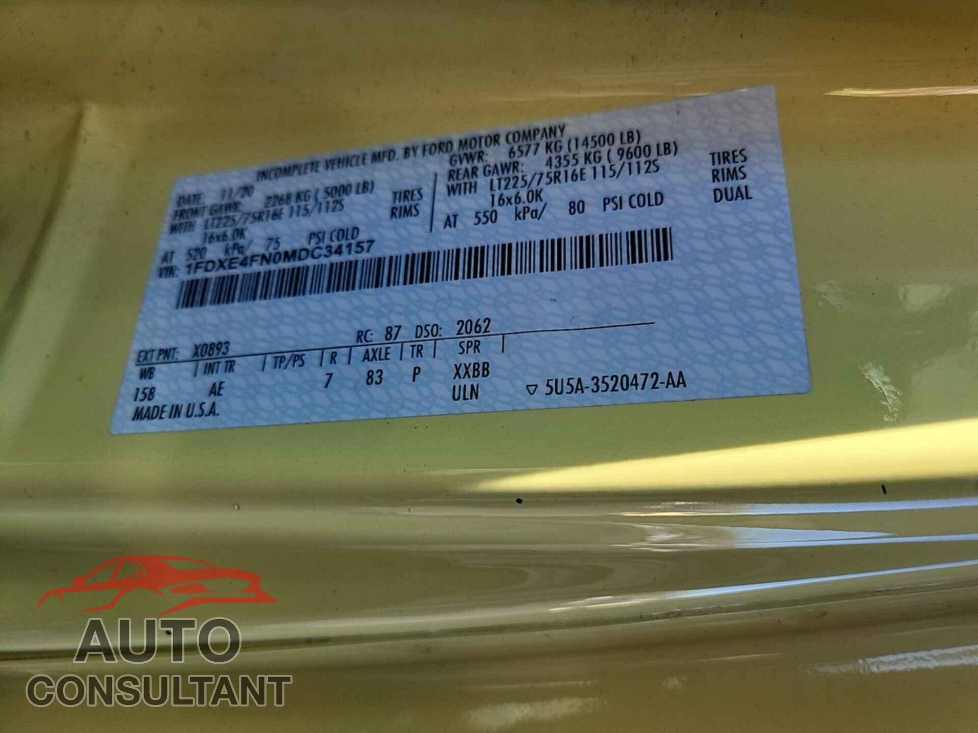 FORD ECONOLINE 2021 - 1FDXE4FN0MDC34157