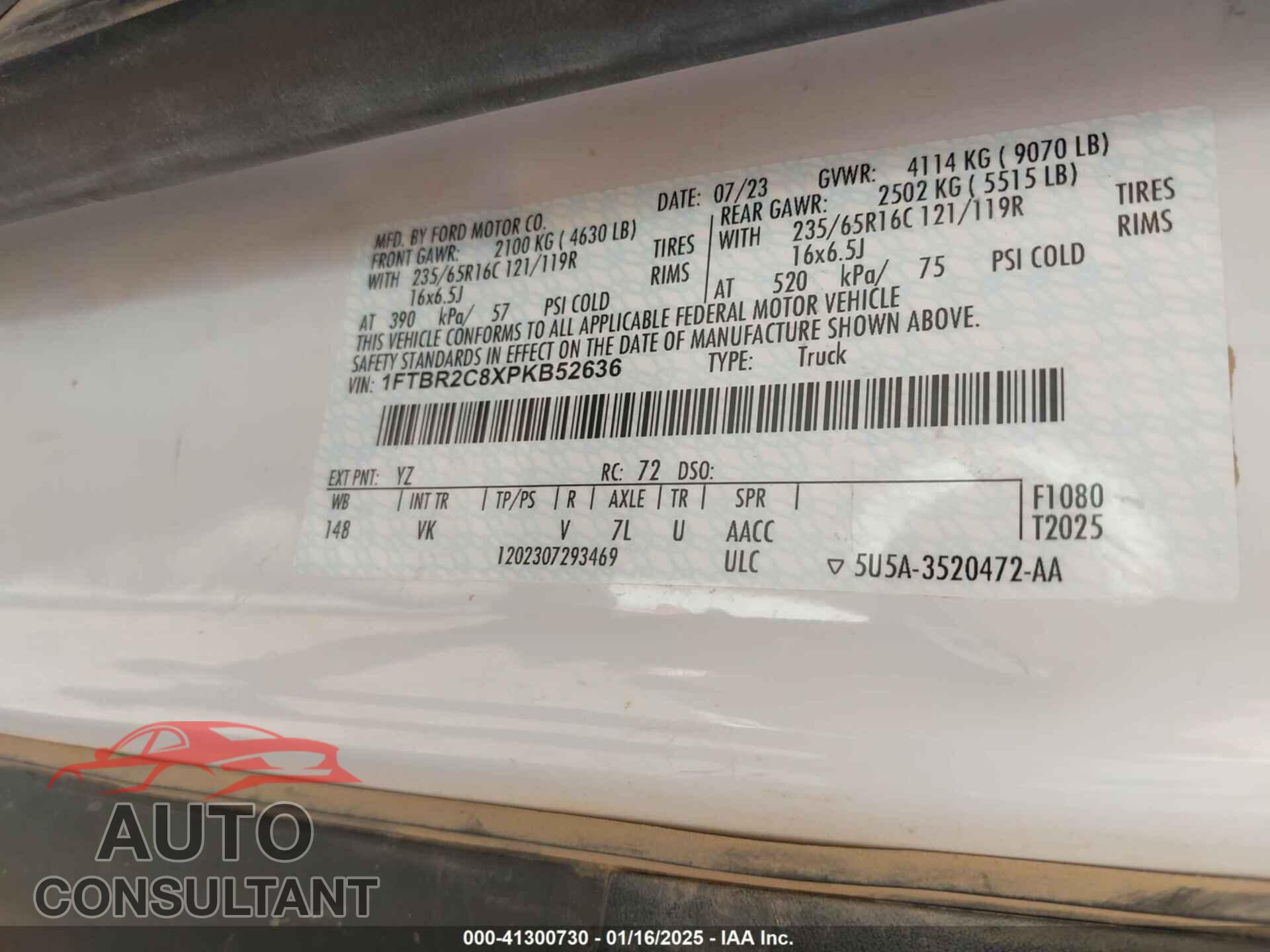 FORD TRANSIT-250 2023 - 1FTBR2C8XPKB52636