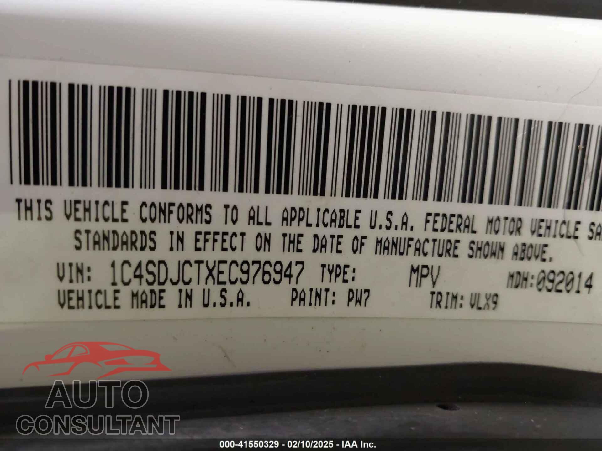 DODGE DURANGO 2014 - 1C4SDJCTXEC976947