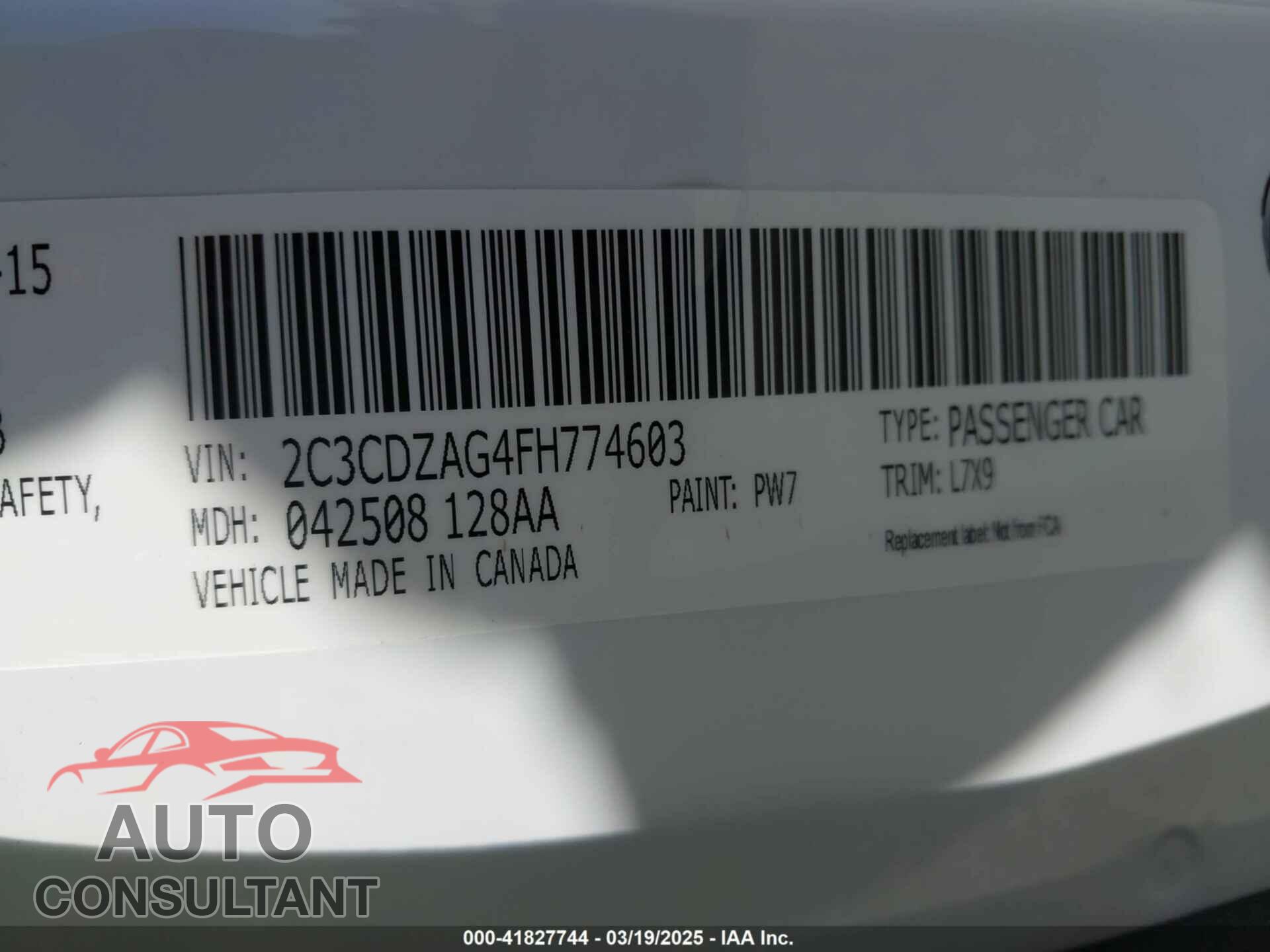 DODGE CHALLENGER 2015 - 2C3CDZAG4FH774603