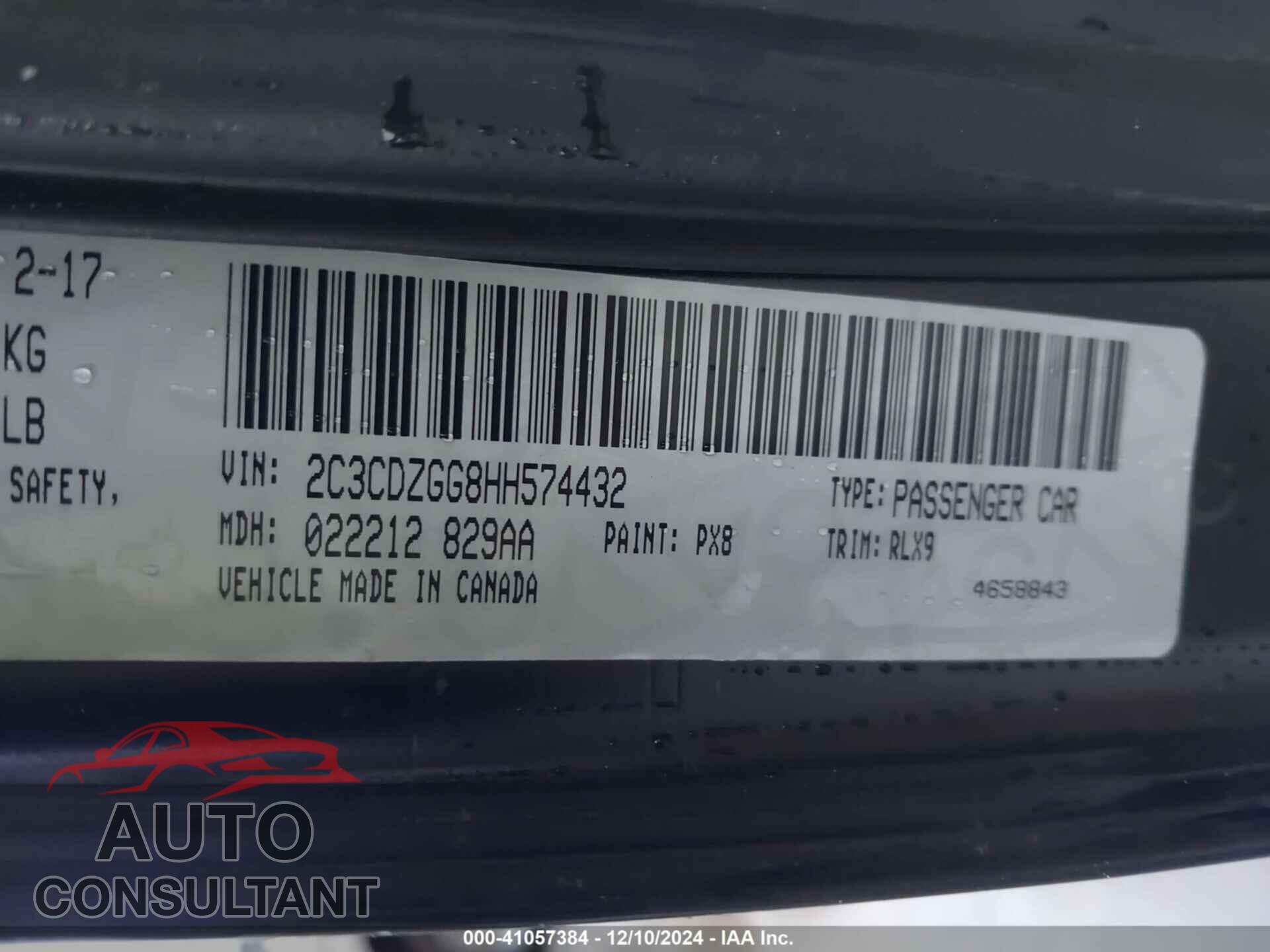 DODGE CHALLENGER 2017 - 2C3CDZGG8HH574432
