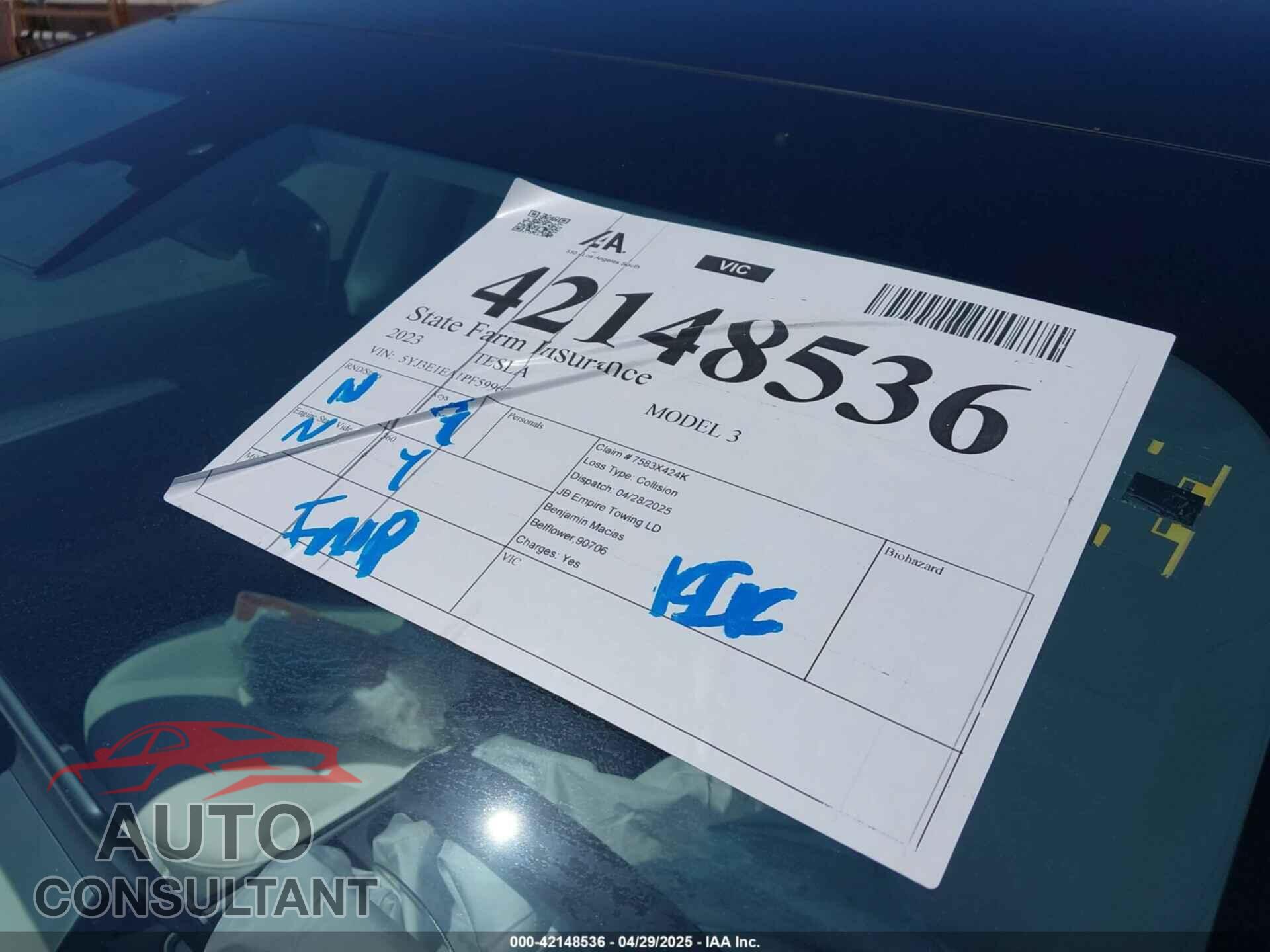 TESLA MODEL 3 2023 - 5YJ3E1EA1PF599699