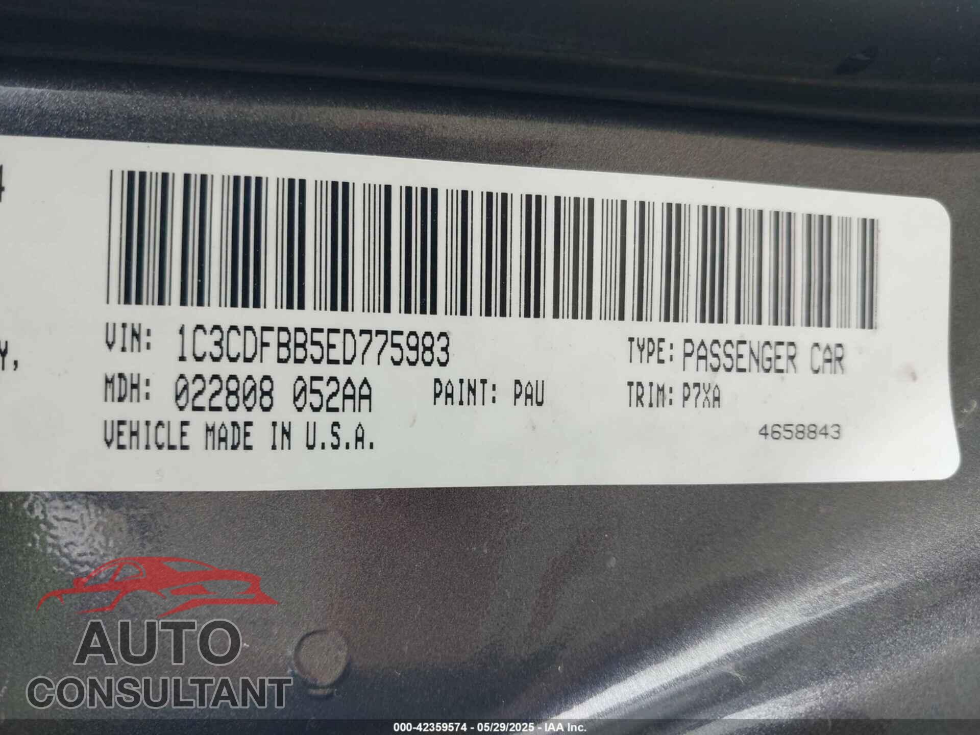 DODGE DART 2014 - 1C3CDFBB5ED775983