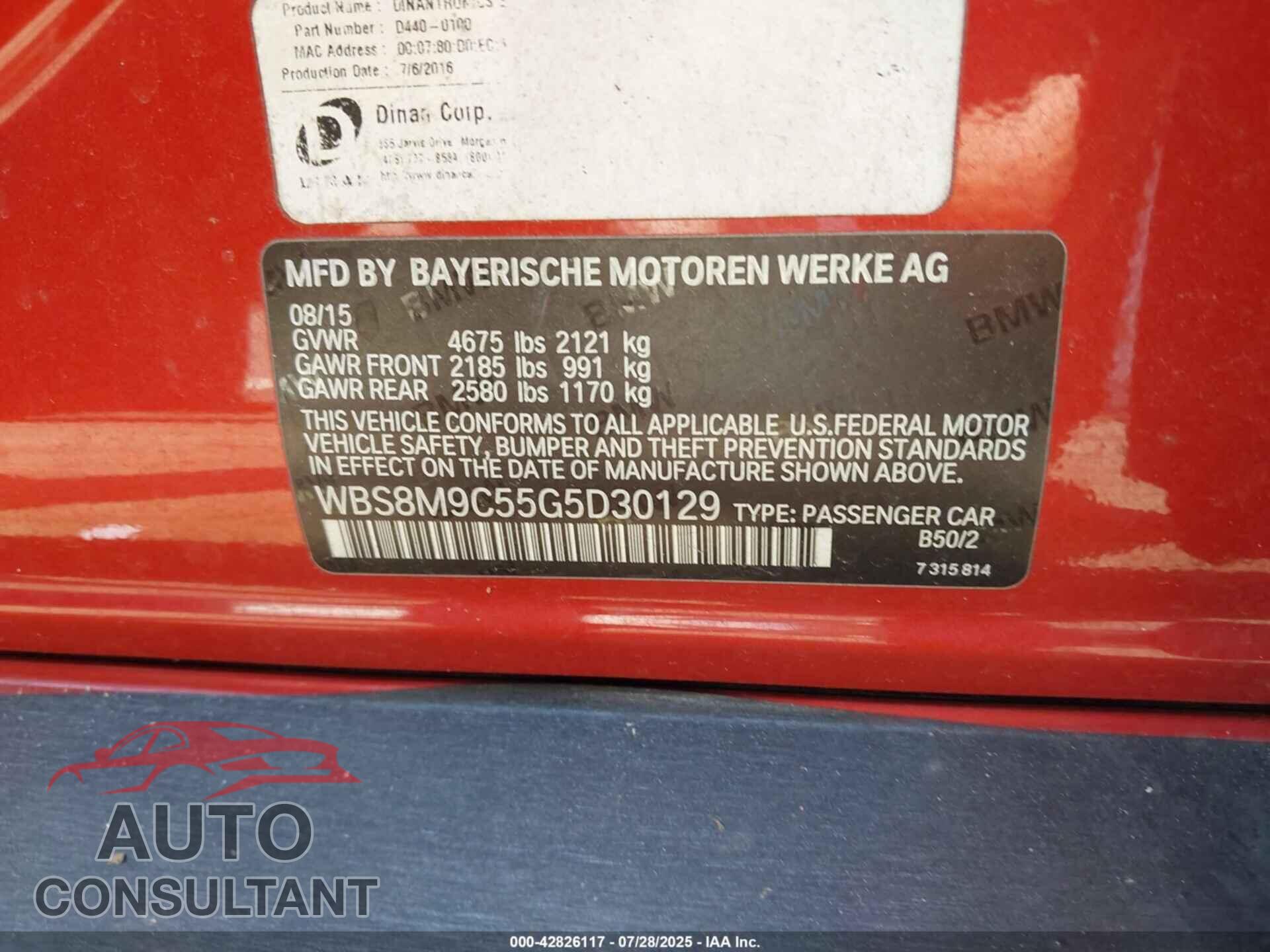 BMW M3 2016 - WBS8M9C55G5D30129